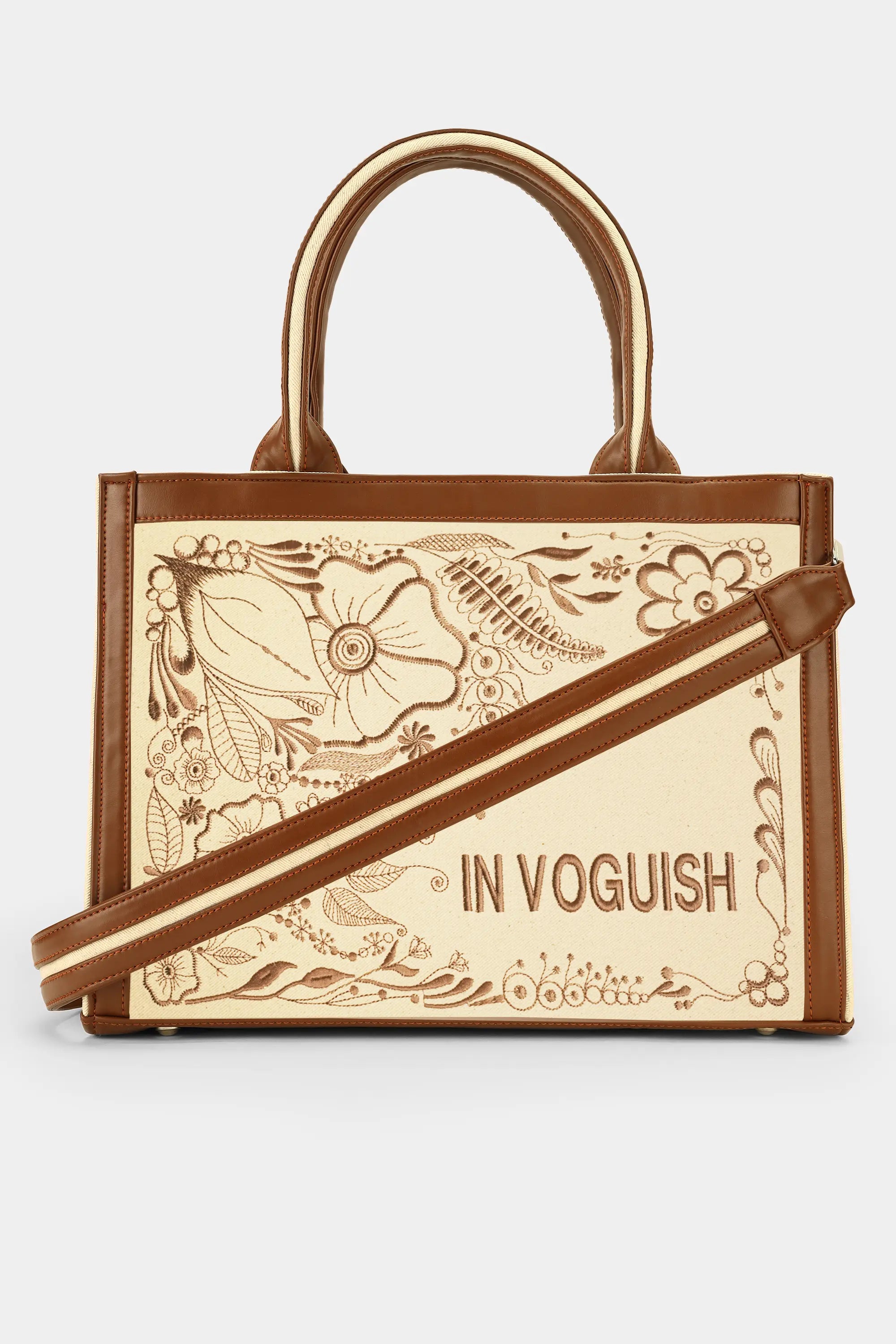 Floral Symphony Voguish Embroidered Tote Bag