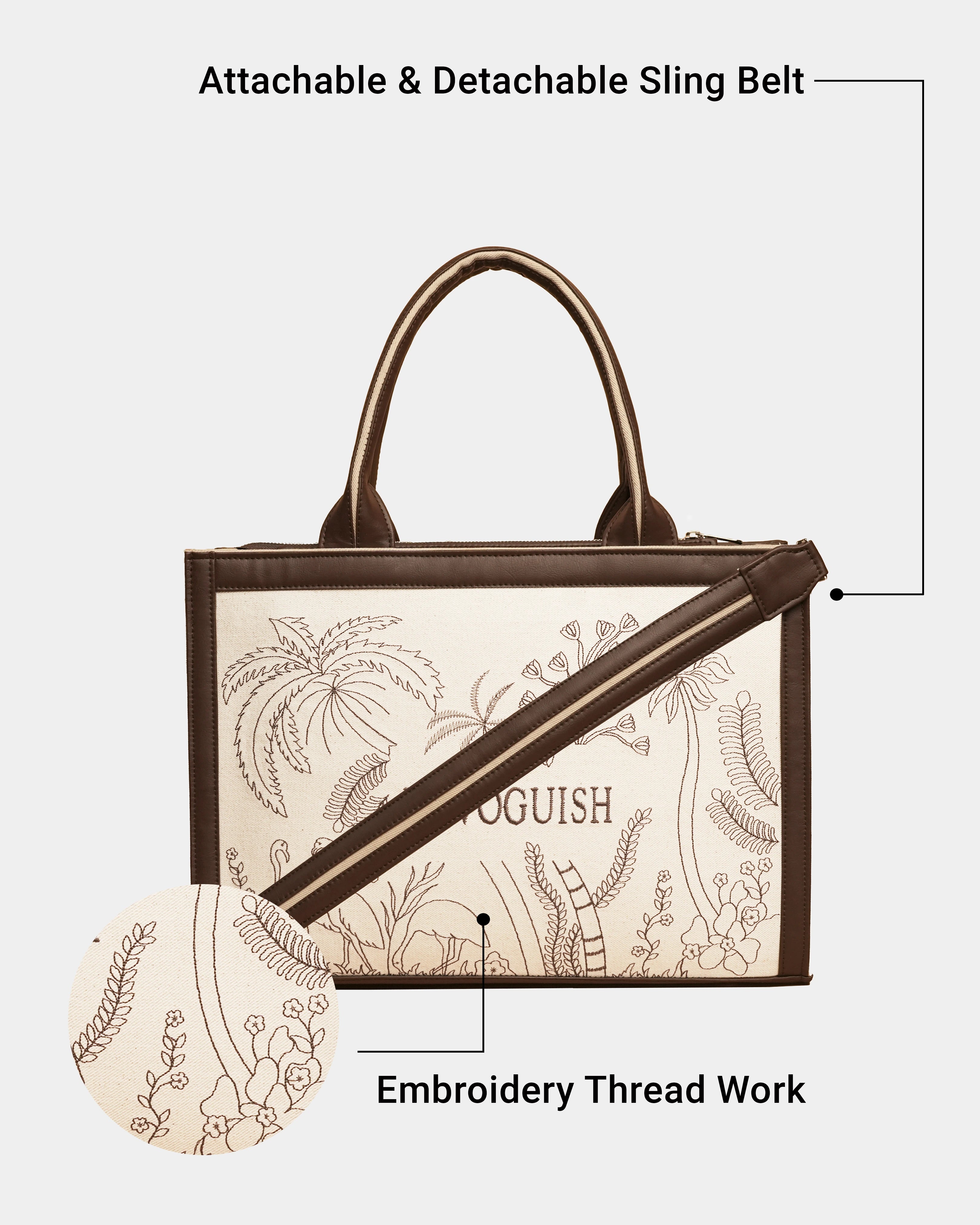 Eco-Chic Tropical Embroidered Tote