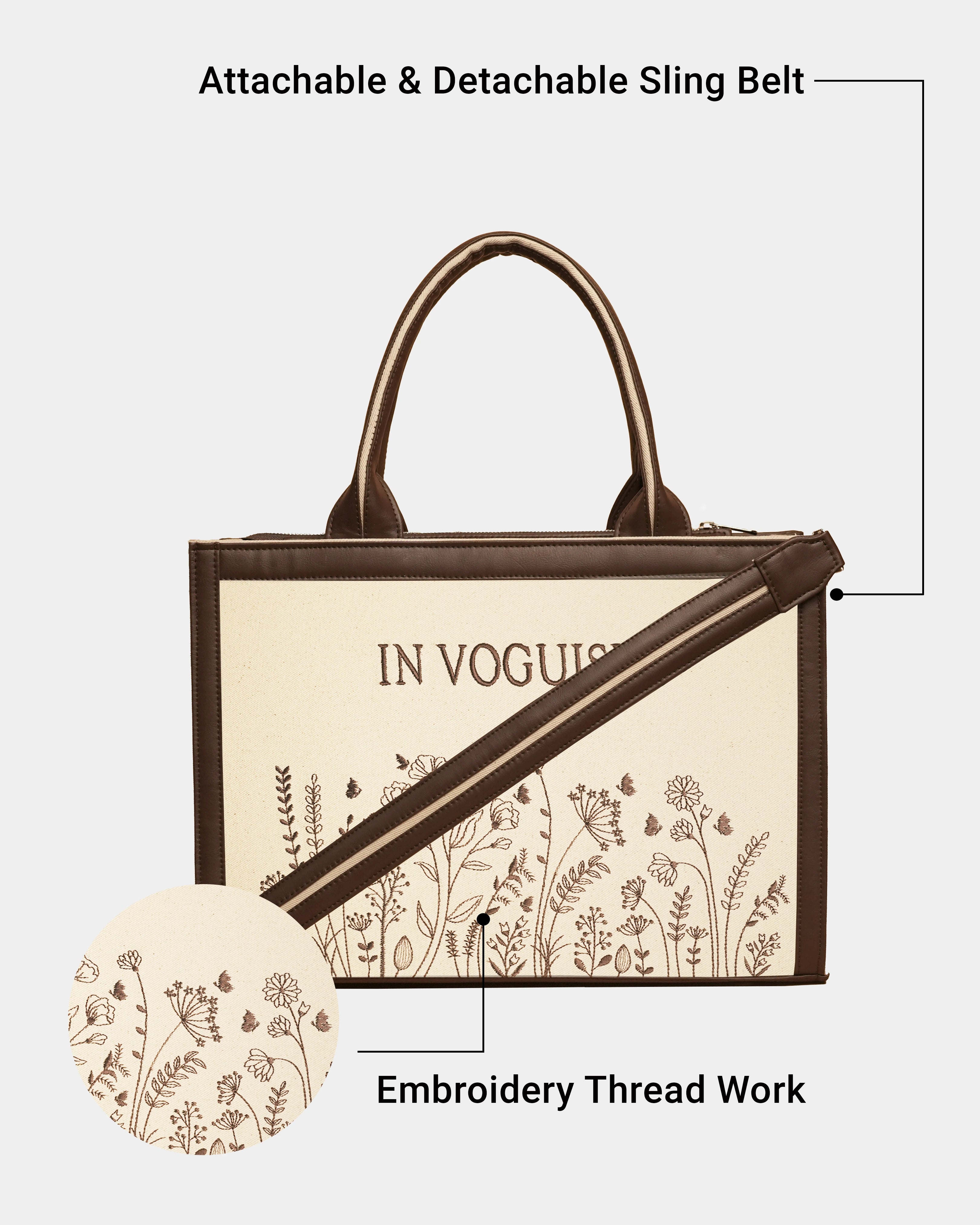 In Voguish Garden Whispers Embroidered Handbag