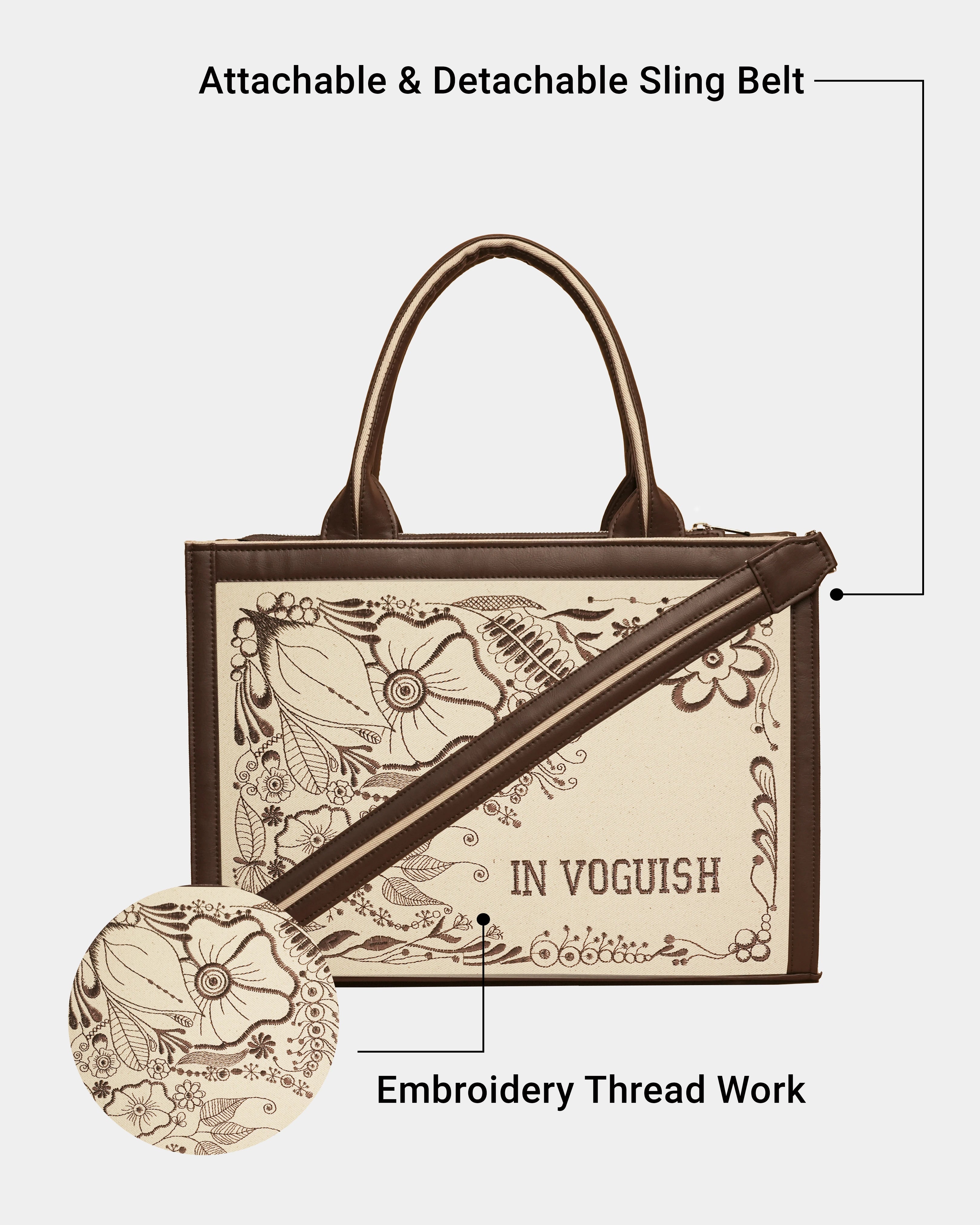 In Voguish Ethereal Garden Embroidered Tote