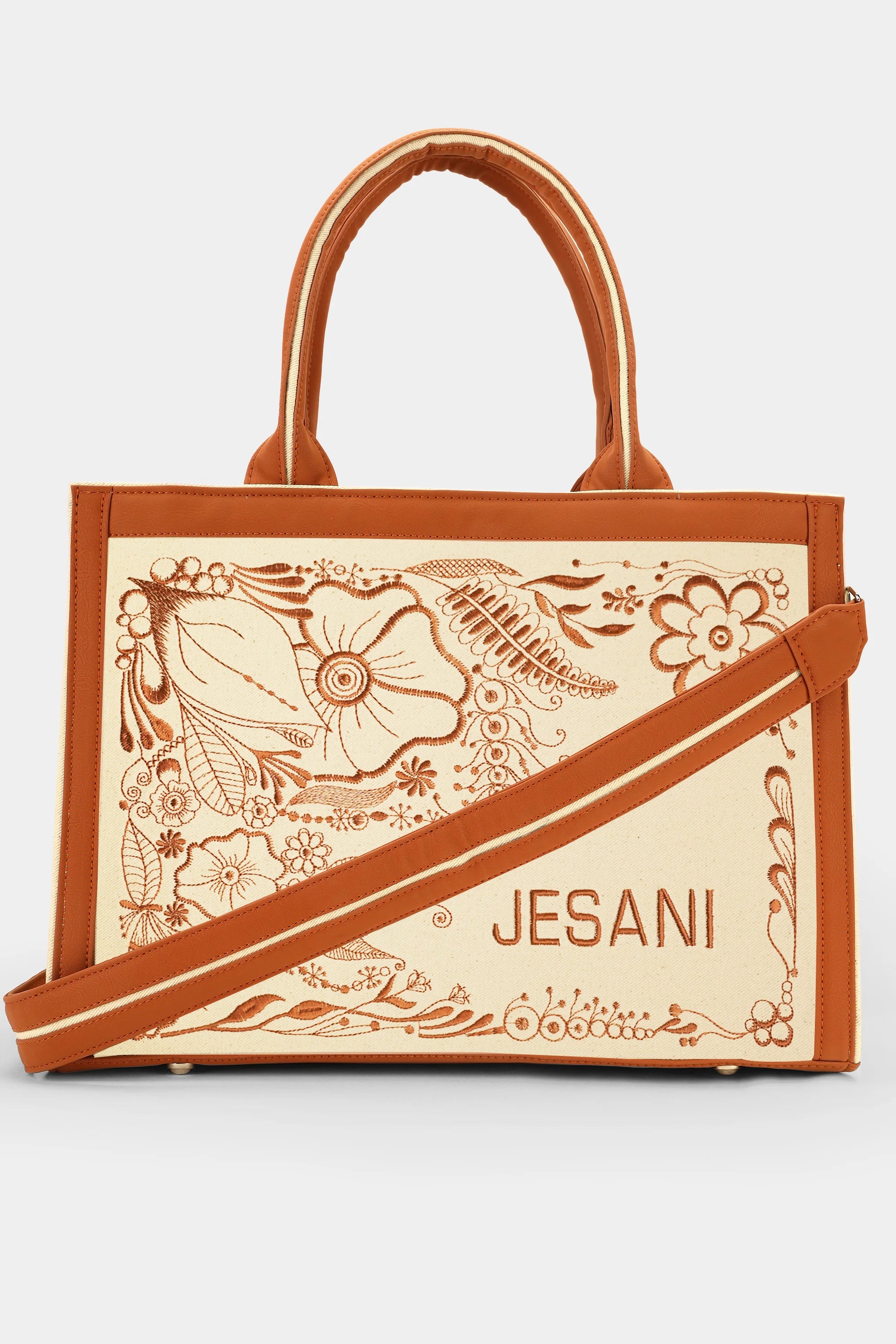 Designer Floral Art Customized Embroidered Tote Bag