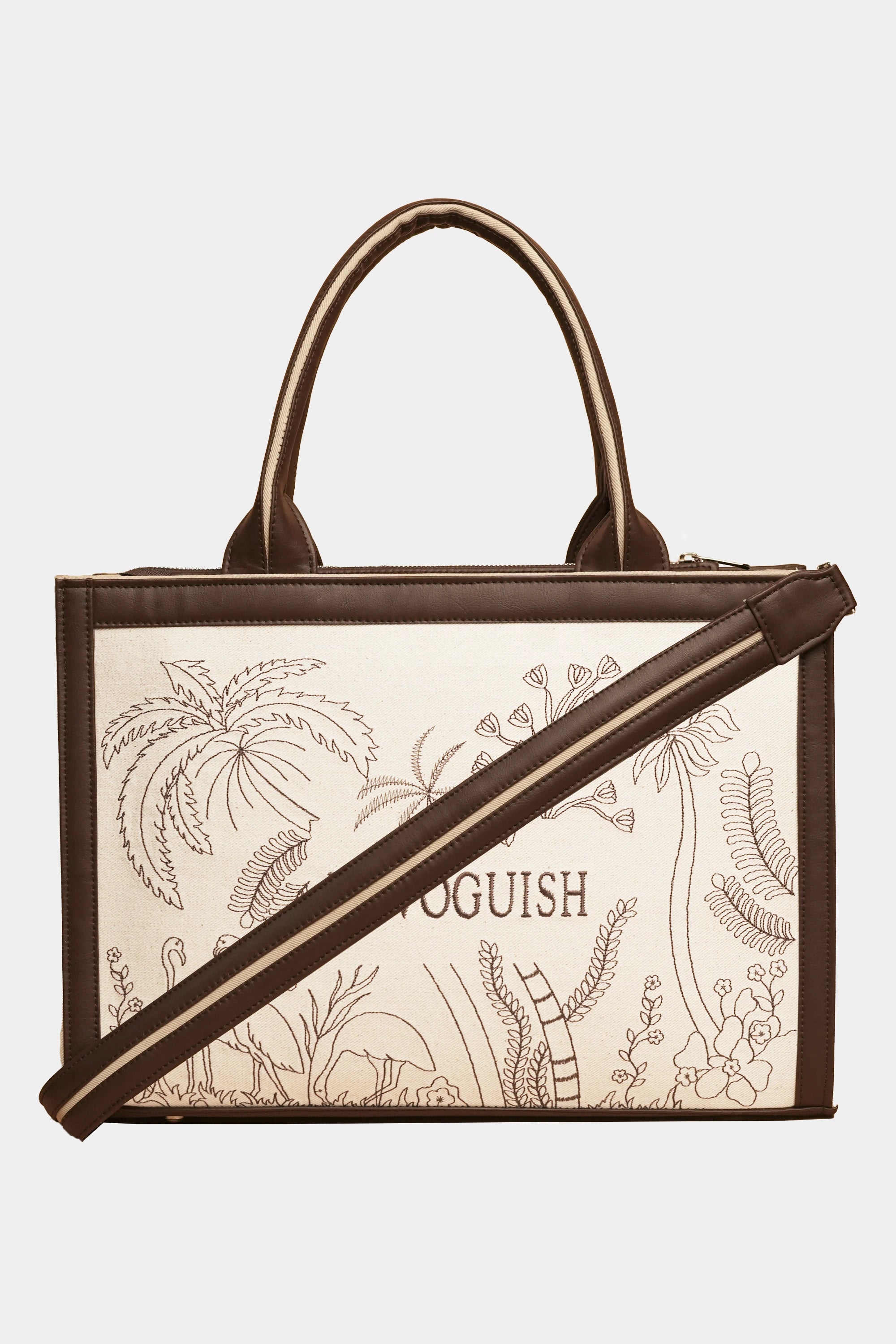 Eco-Chic Tropical Embroidered Tote