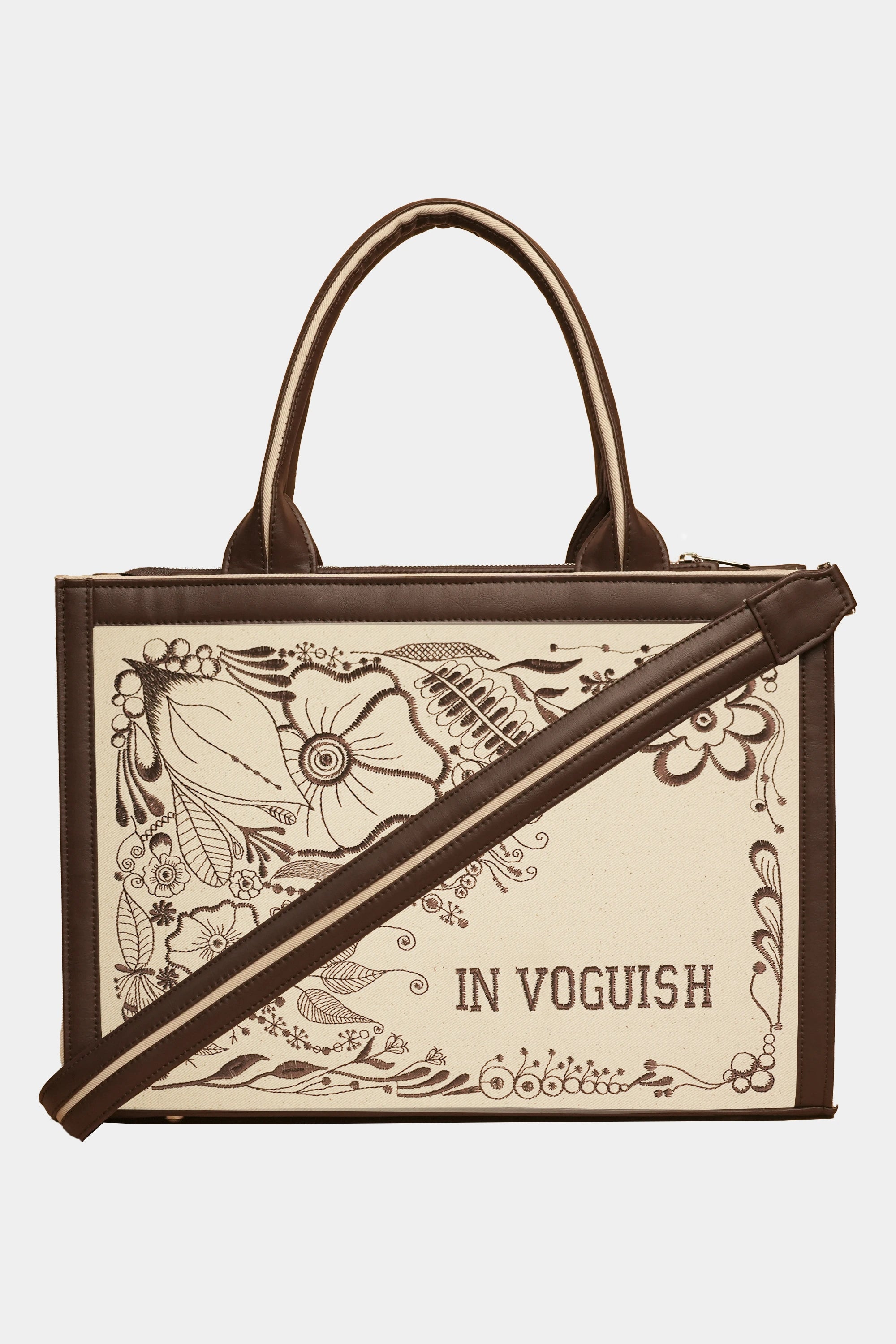 In Voguish Ethereal Garden Embroidered Tote