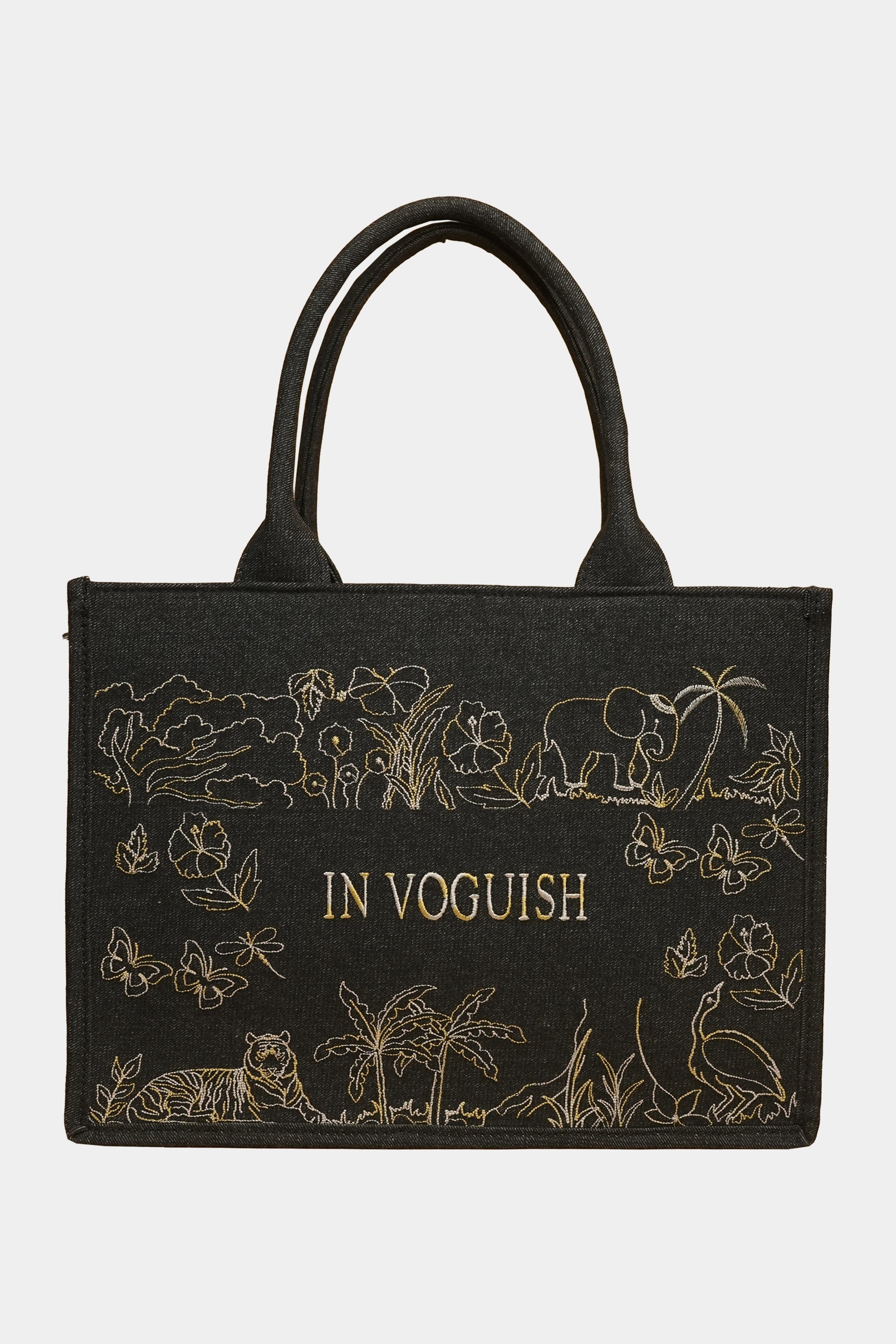 Regal Safari Threaded Embroidered Denim Tote