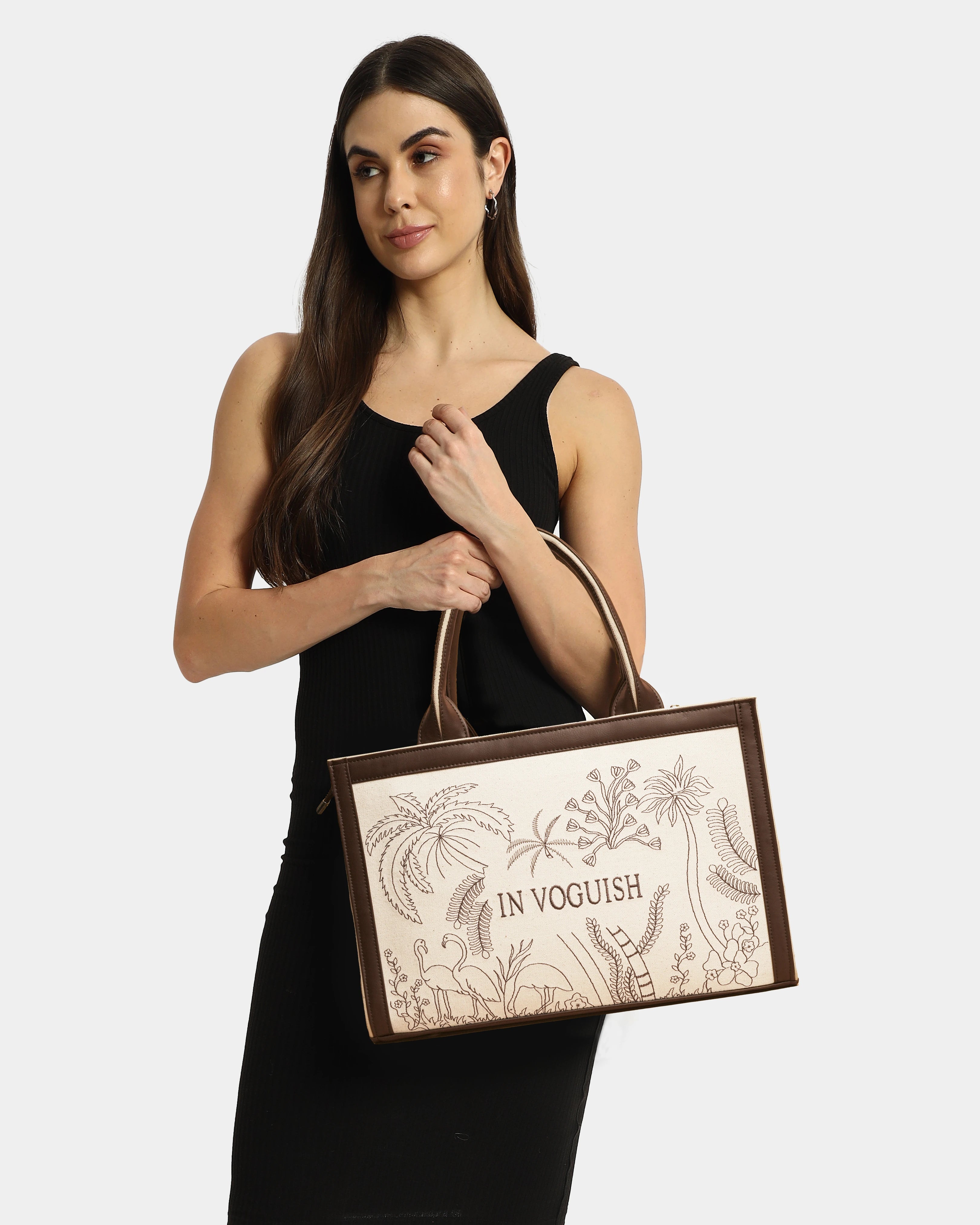 Eco-Chic Tropical Embroidered Tote