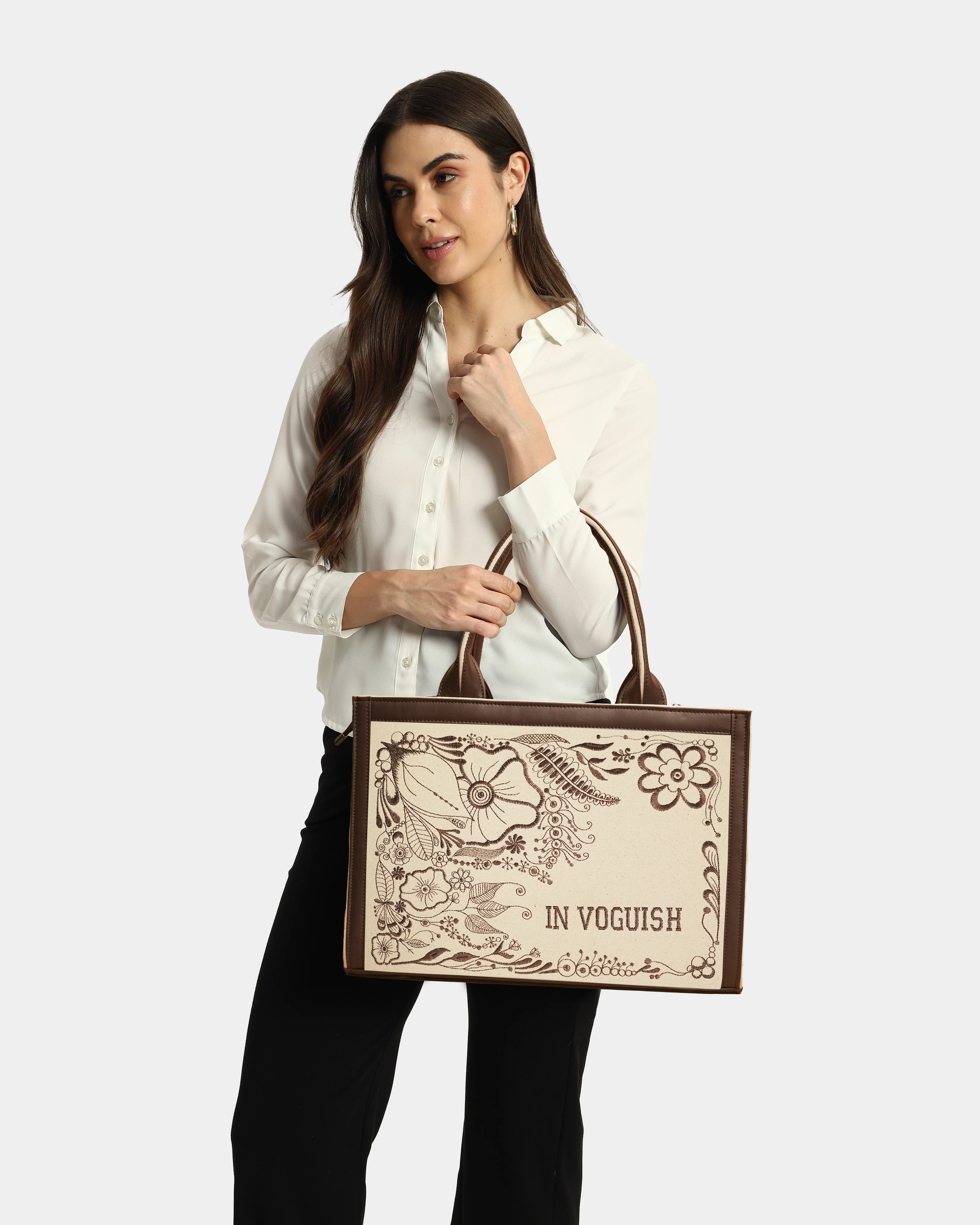 In Voguish Ethereal Garden Embroidered Tote