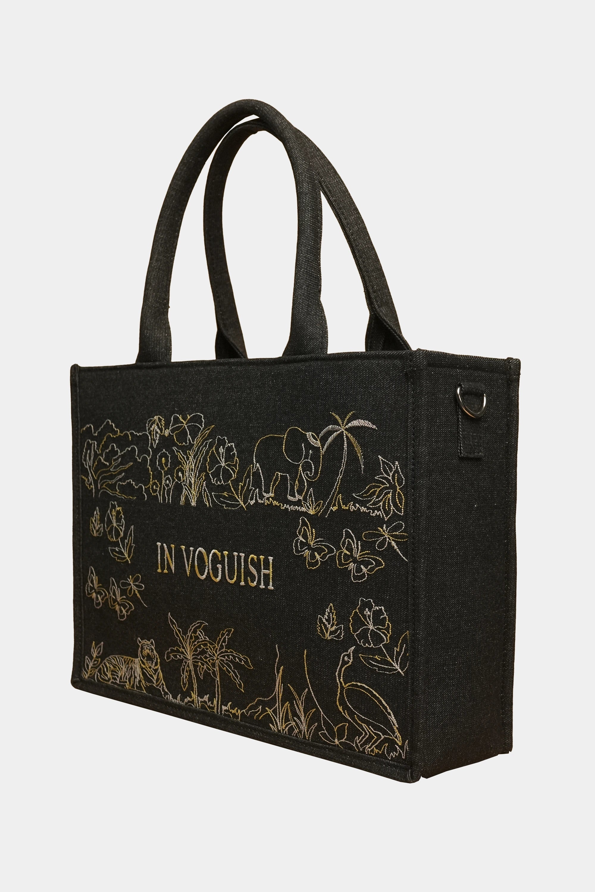 Regal Safari Threaded Embroidered Denim Tote