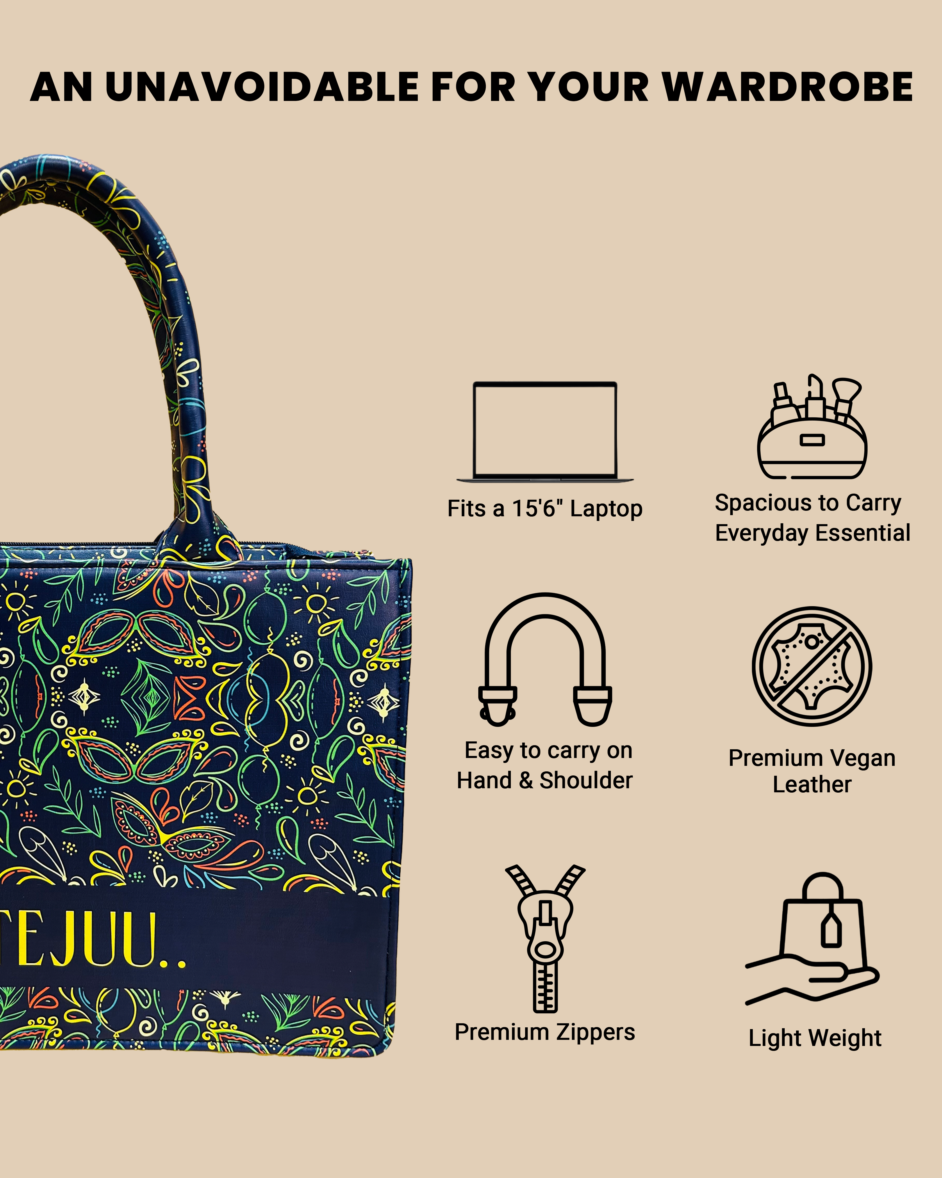 Customized Tote Bag Designed with Brazilian Carnival Pattern