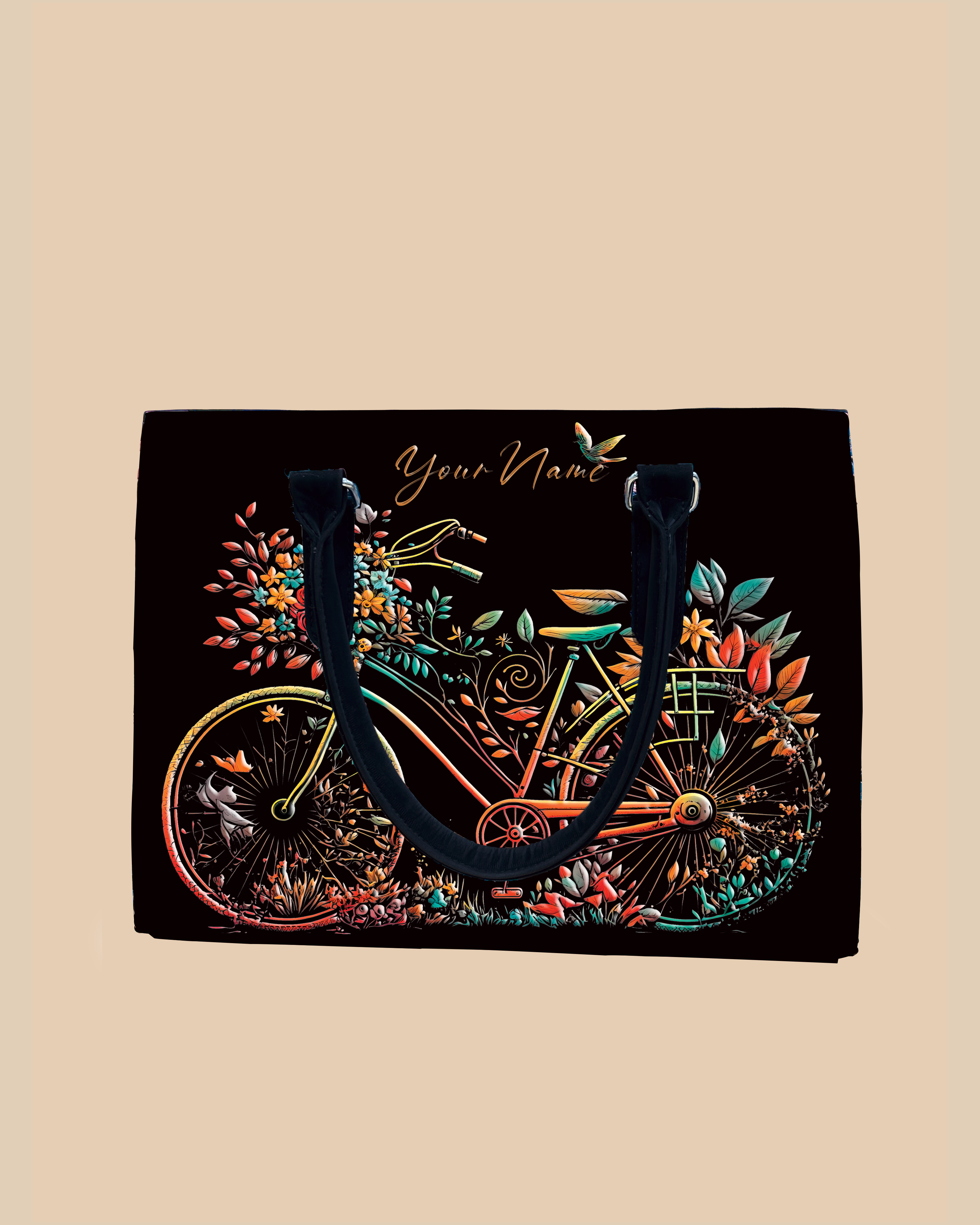 Growing Nature On Colorful Bicycle Designer Sling Tote