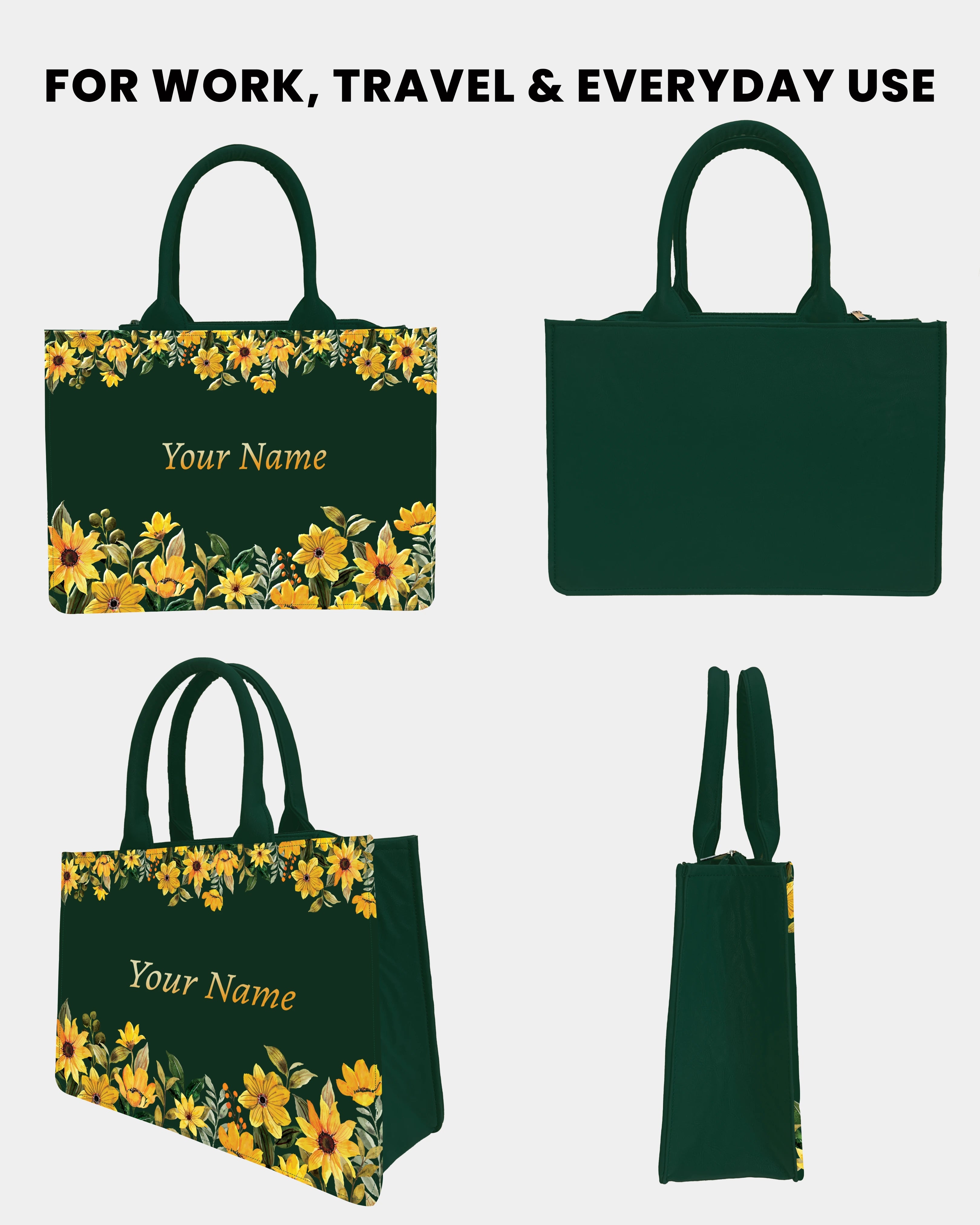 Marigold SunFlower Green Voguish Customized Bag