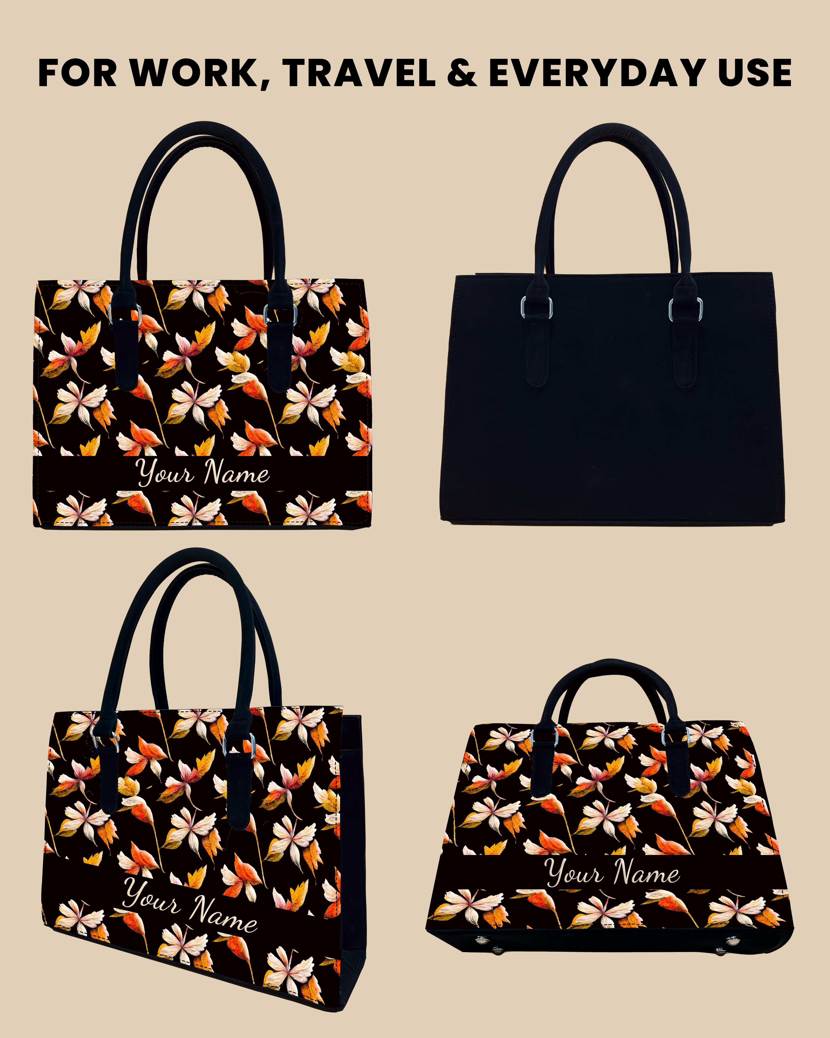 Watercolour Autumn Leaves Pattern Designer Sling Tote