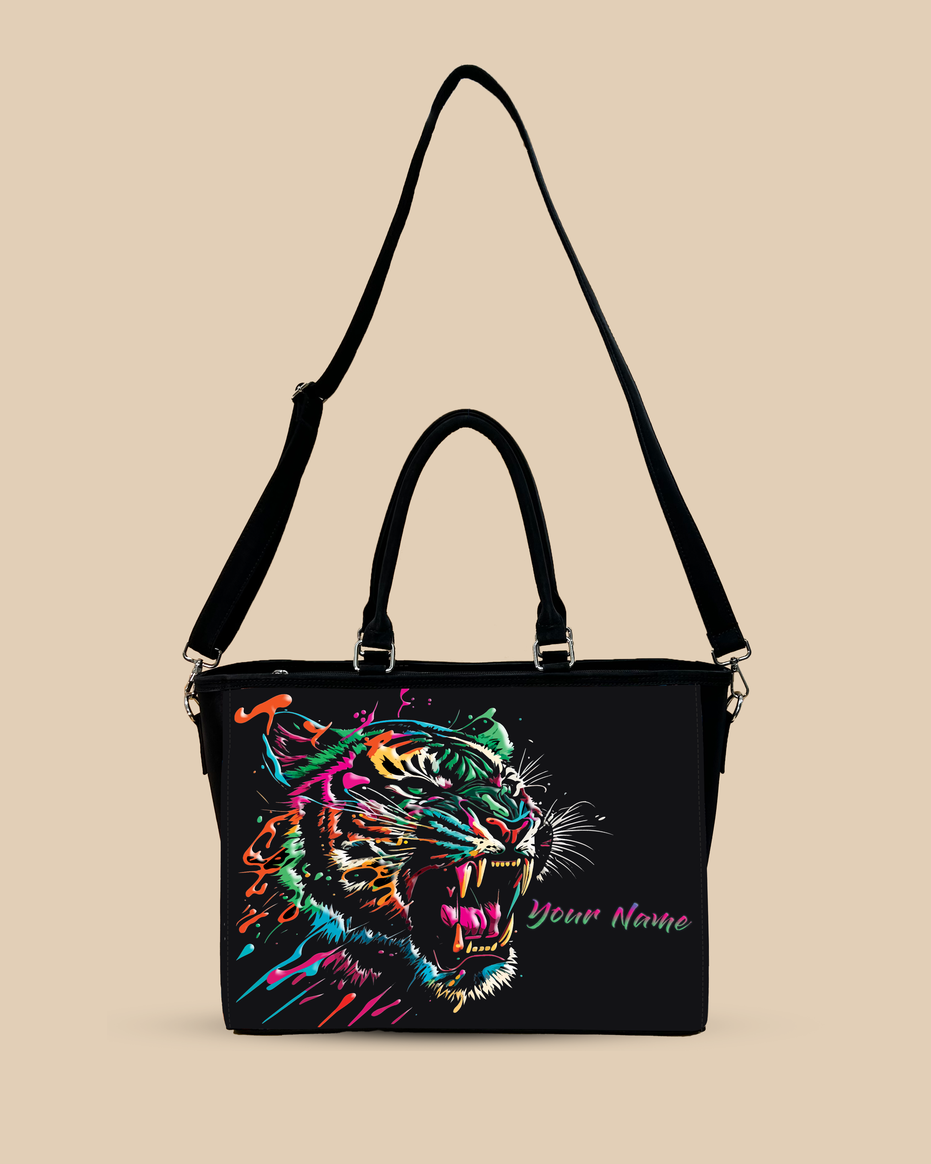 Colorful Roaring Bangal Tiger Oversized Tote