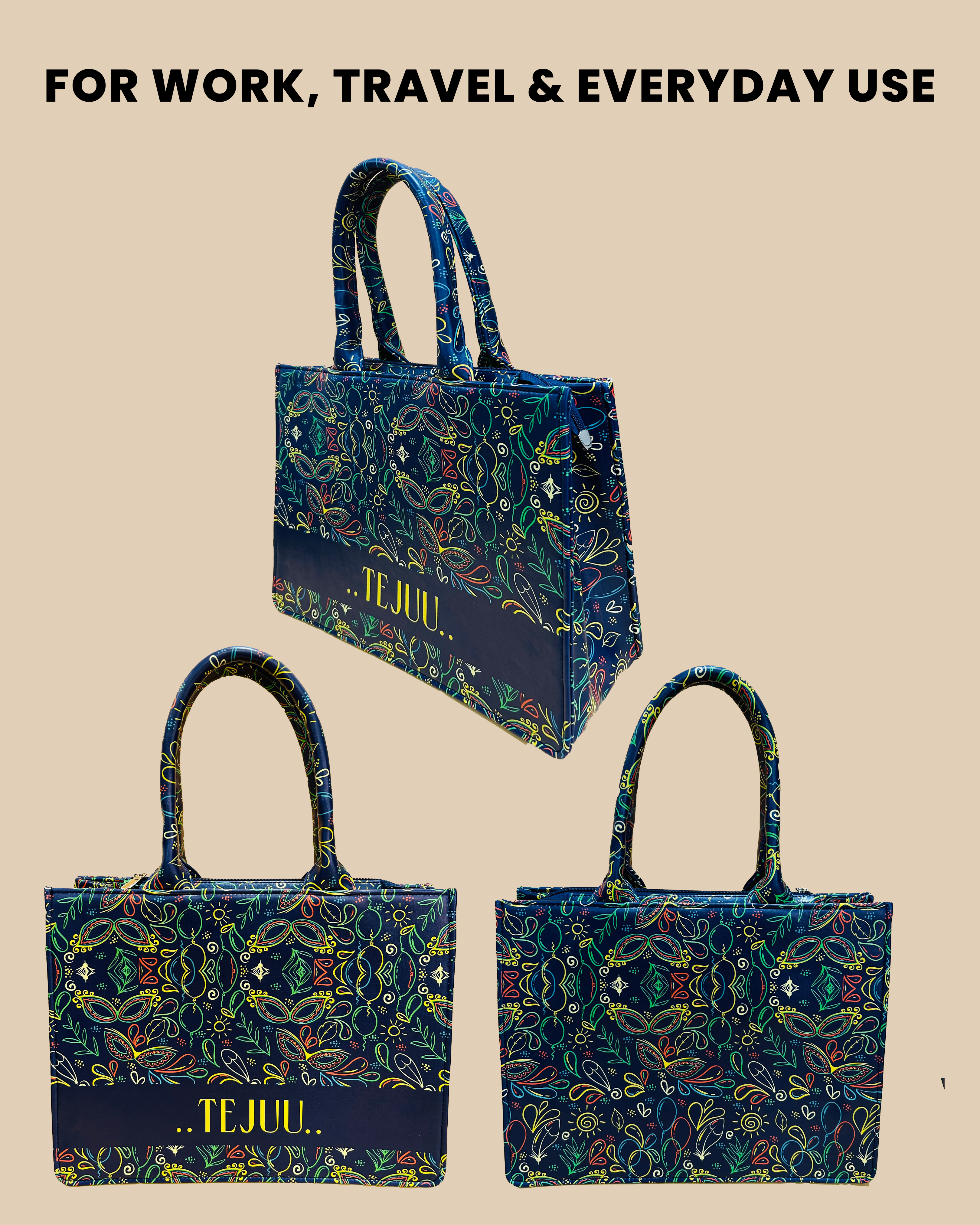 Customized Tote Bag Designed with Brazilian Carnival Pattern