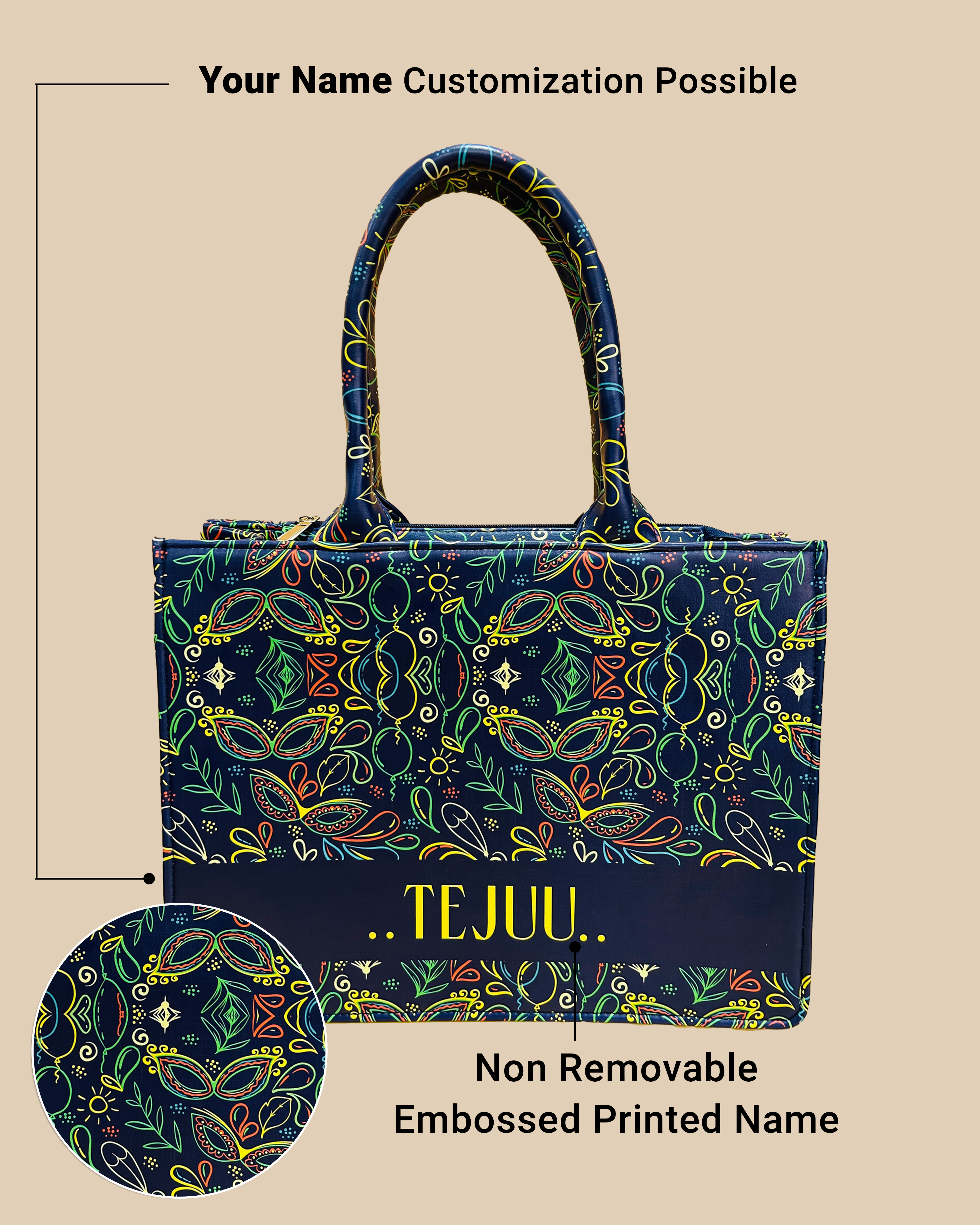 Customized Tote Bag Designed with Brazilian Carnival Pattern