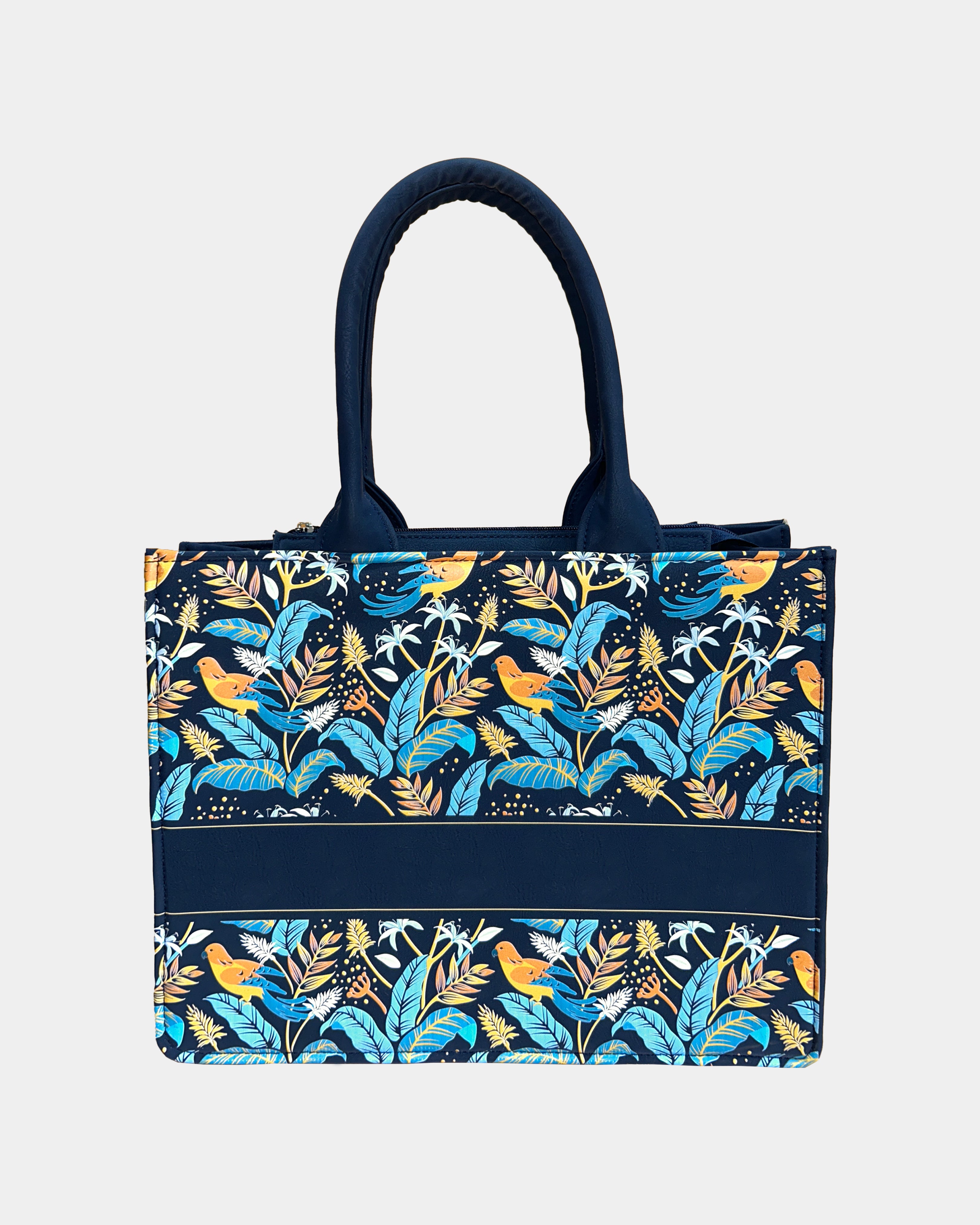 Blue Haven Birds Embossed Customized Tote Bag