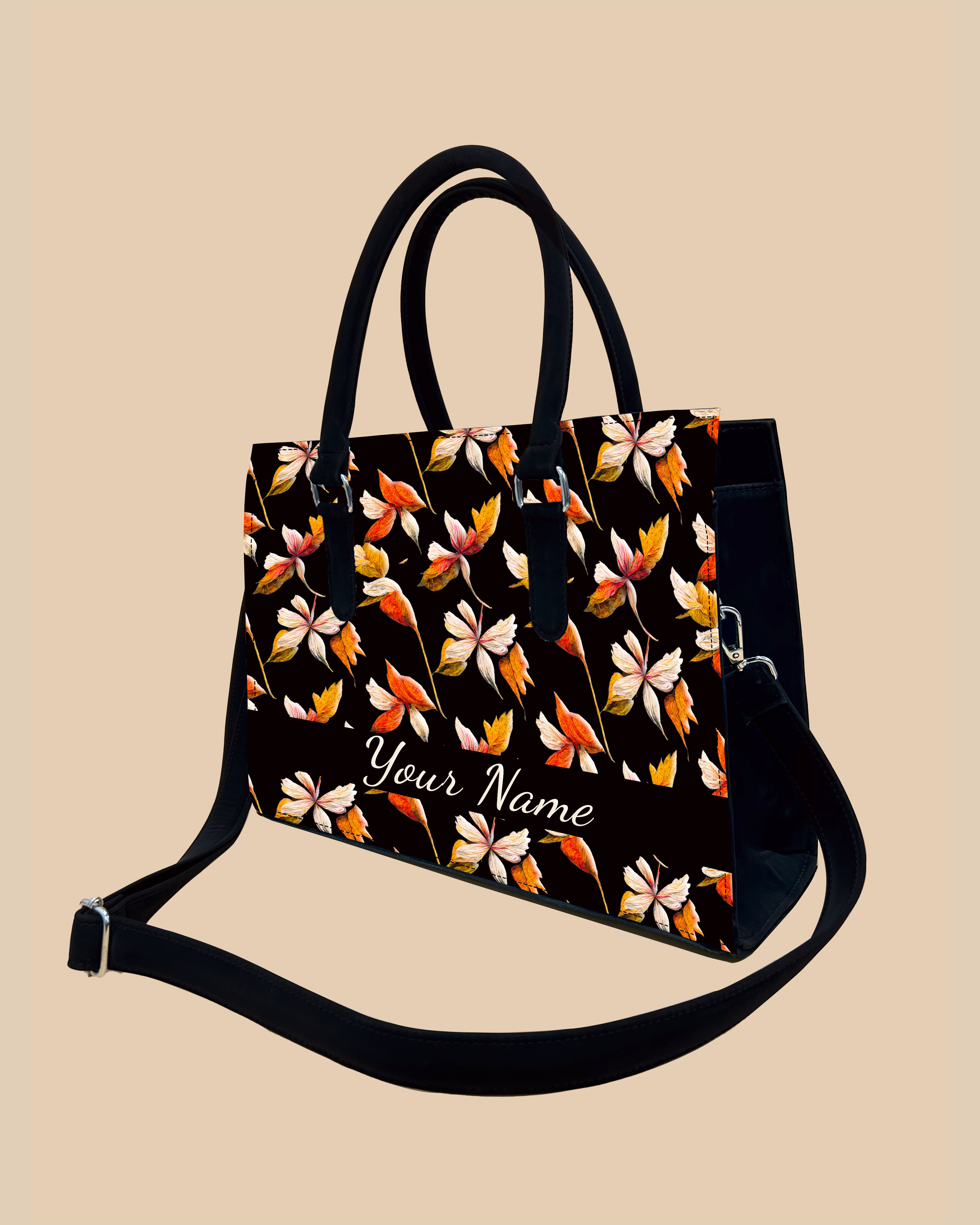 Watercolour Autumn Leaves Pattern Designer Sling Tote