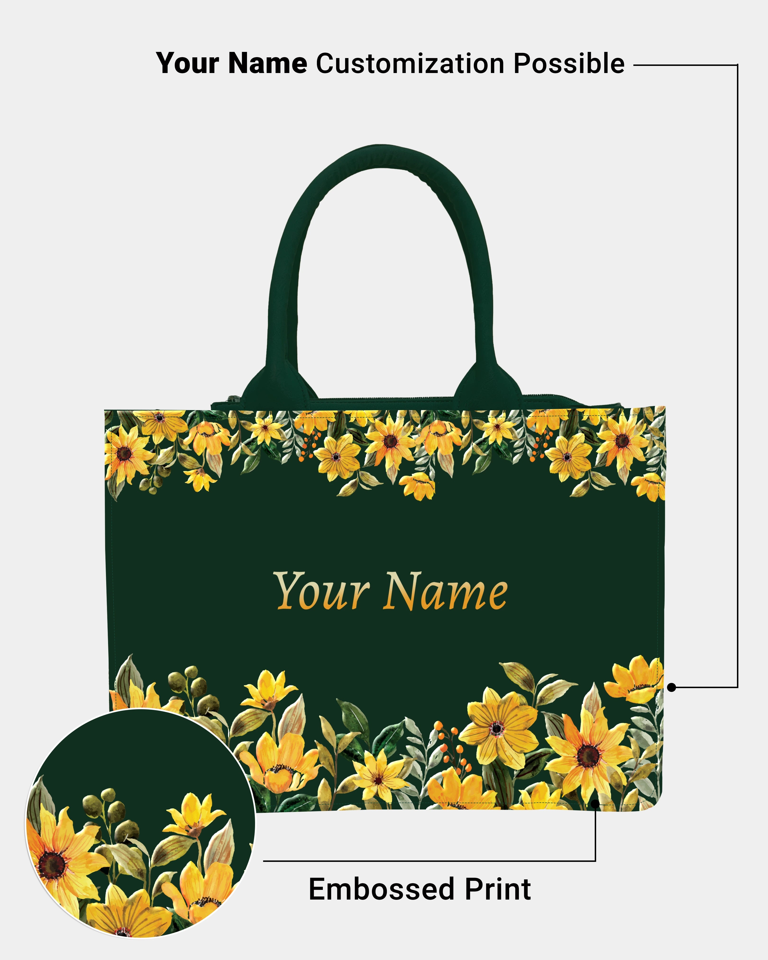 Marigold SunFlower Green Voguish Customized Bag