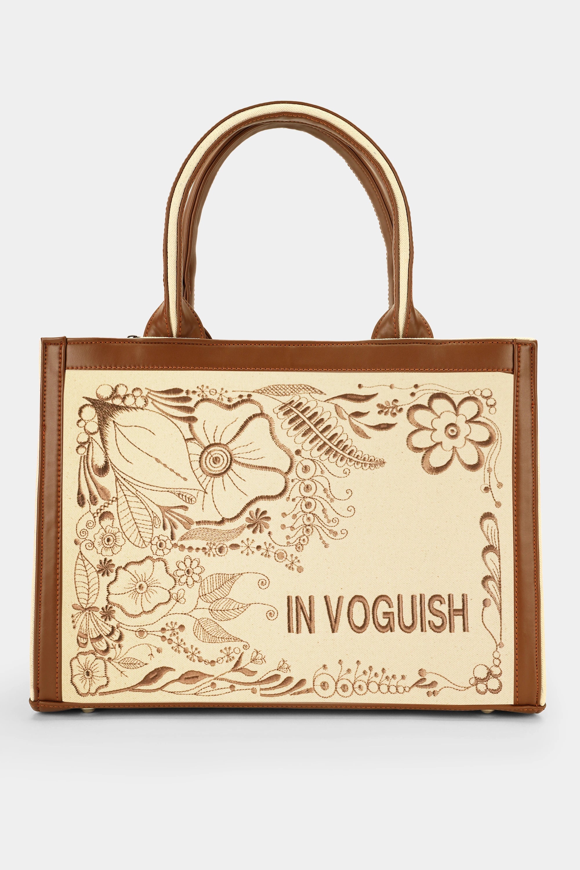 Floral Symphony Voguish Embroidered Tote Bag