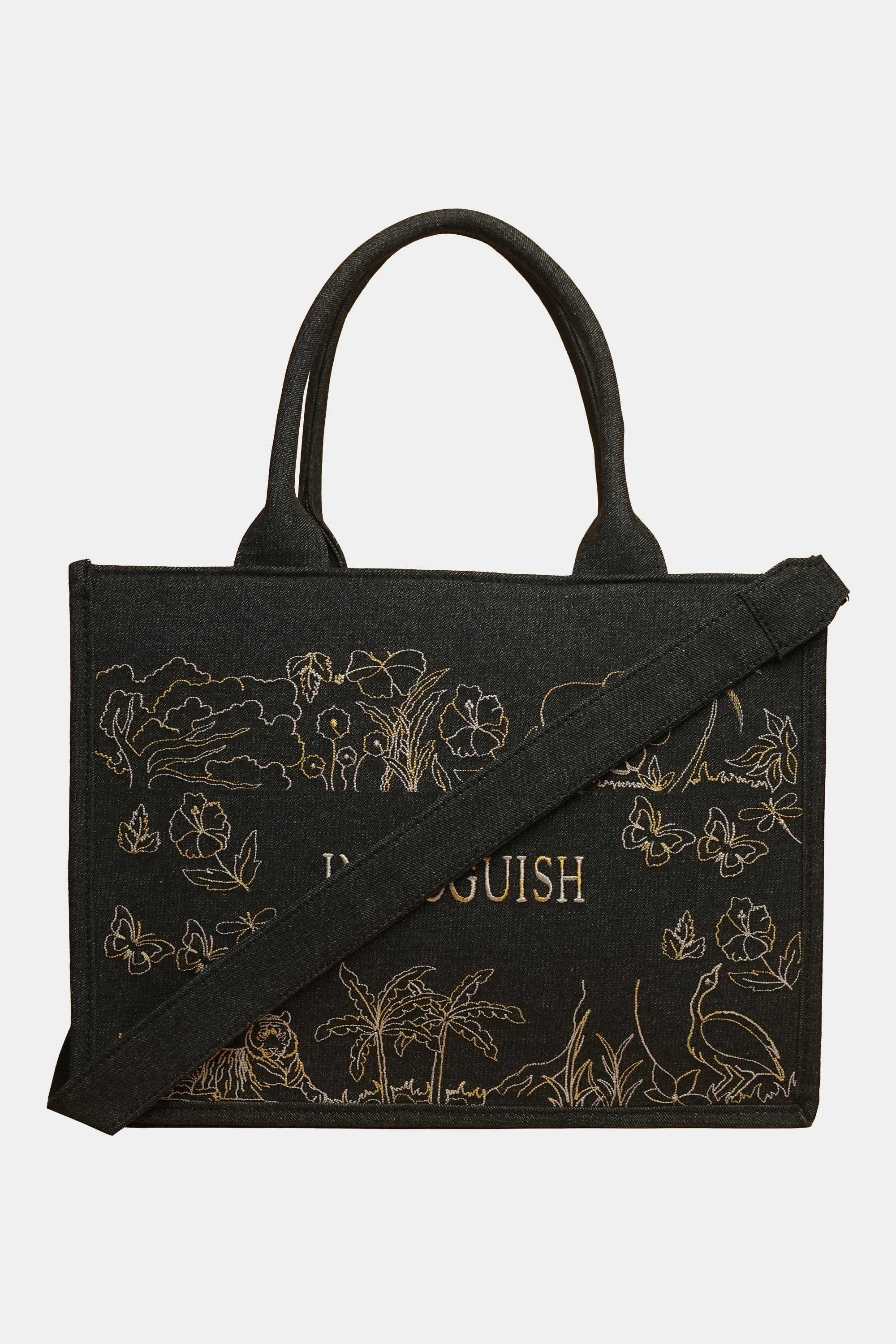 Regal Safari Threaded Embroidered Denim Tote