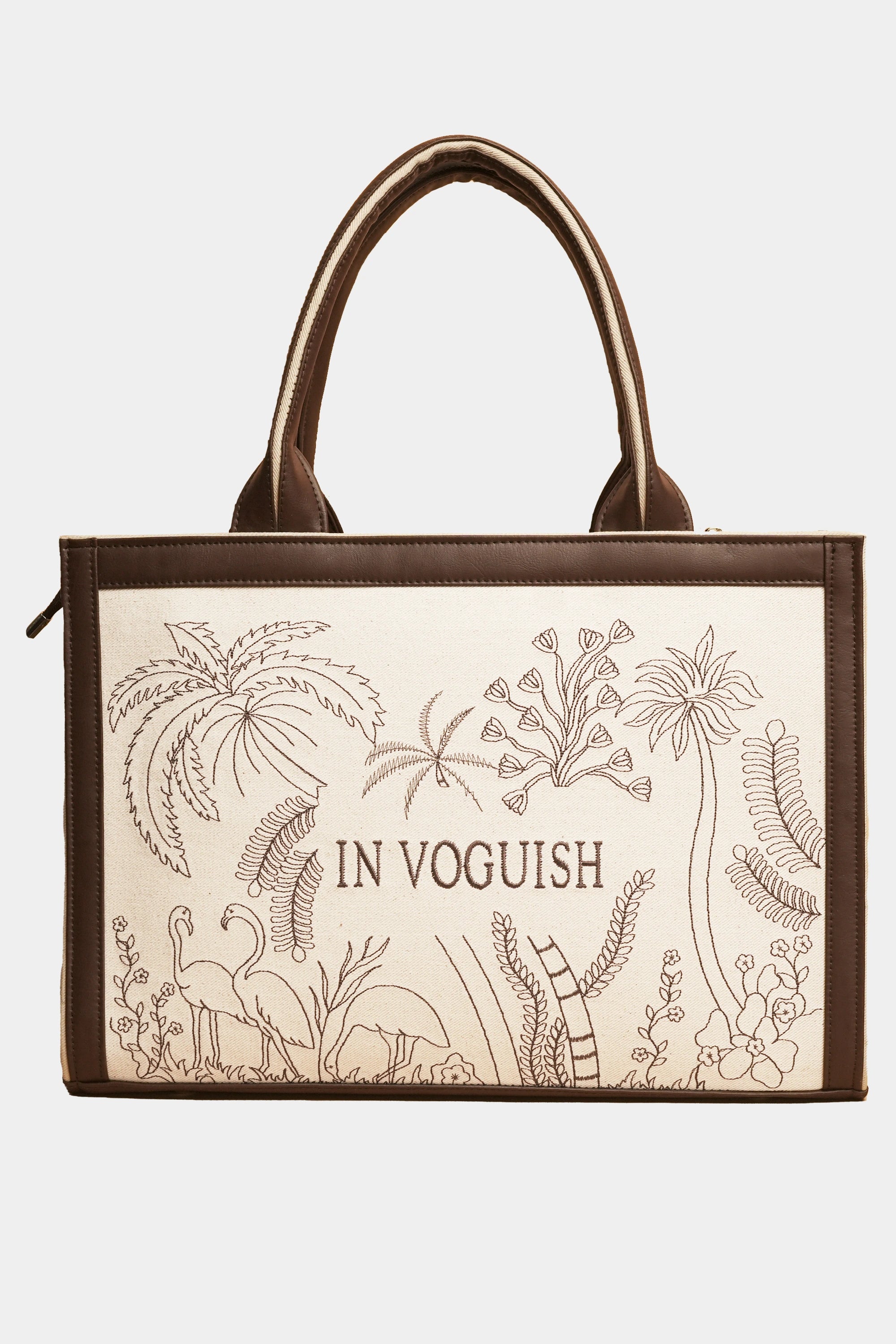 Eco-Chic Tropical Embroidered Tote