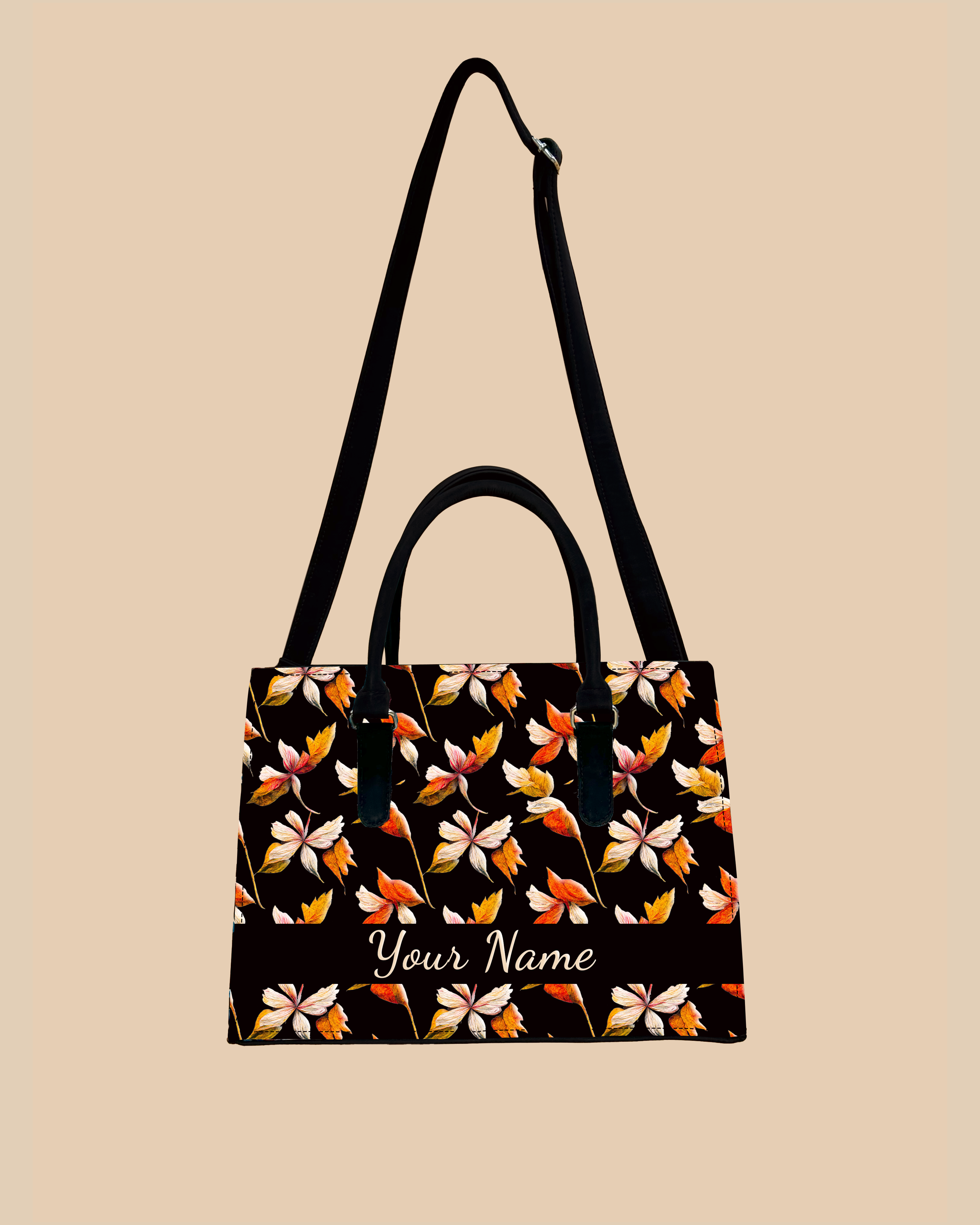 Watercolour Autumn Leaves Pattern Designer Sling Tote