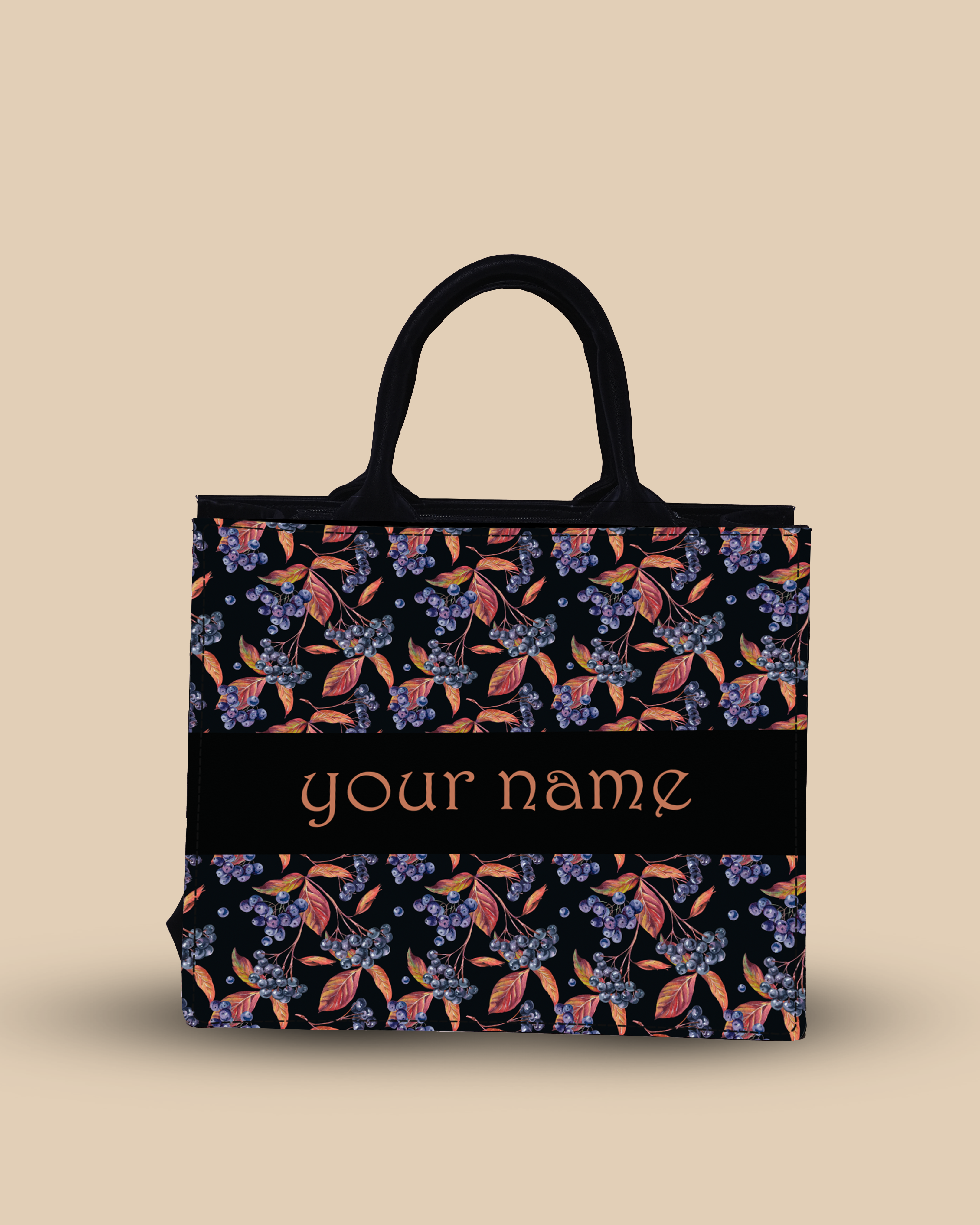 Customized small Tote Bag Designed with Grapes And Leaf Pattern