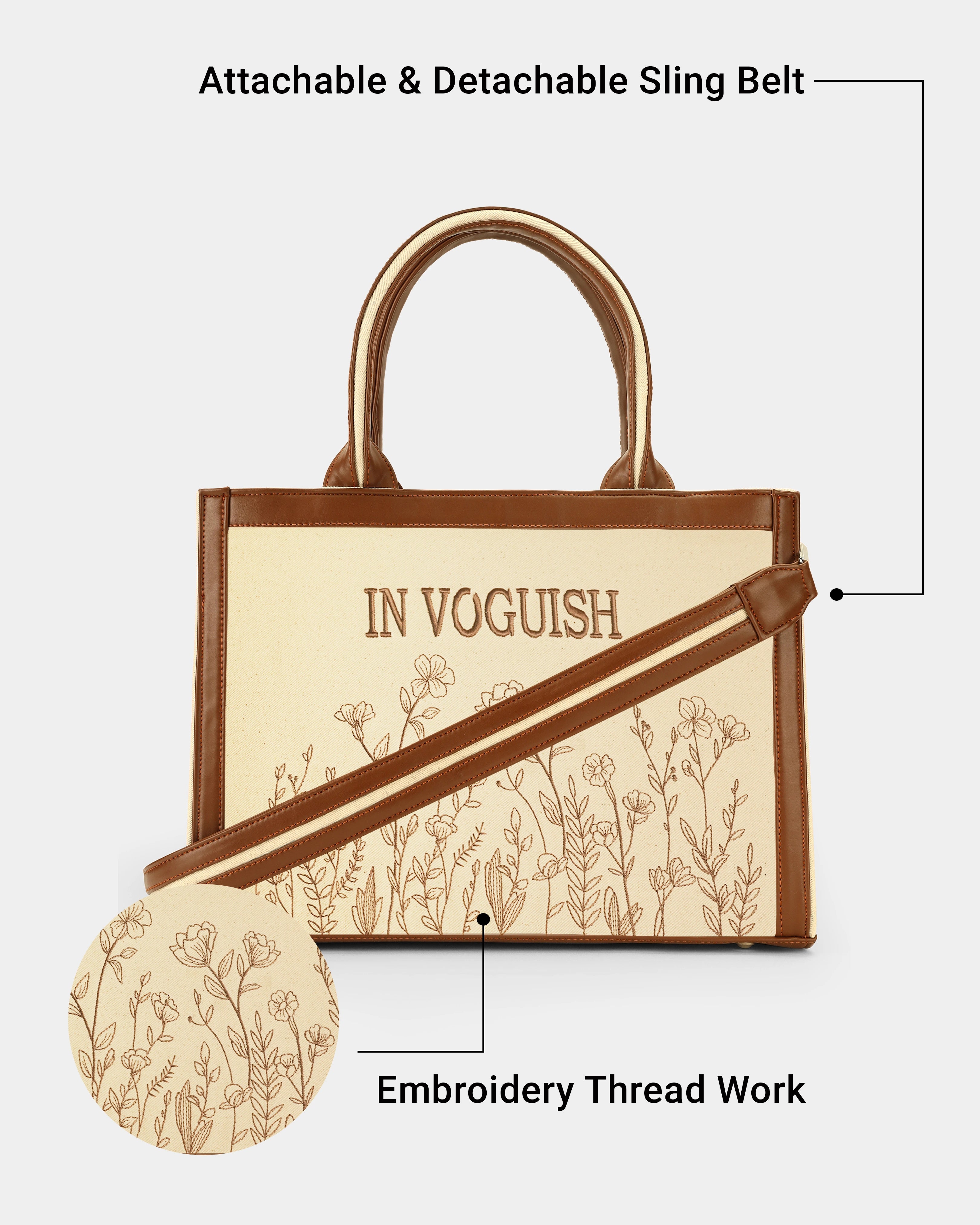 Voguish Women's Blossom Weave Embroidered Tote