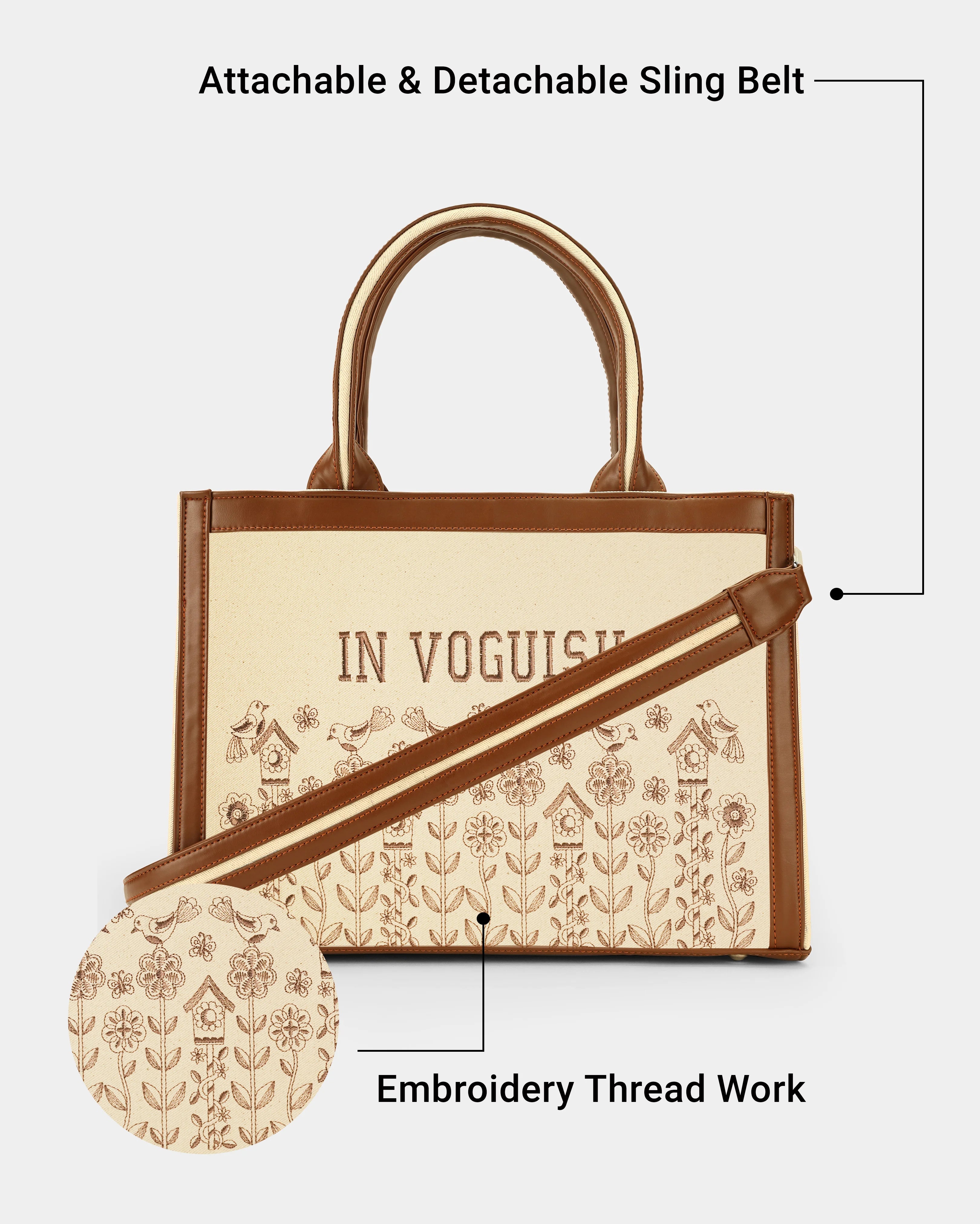 Birdsong Bliss Customized Premium Voguish Embroidered Tote Bag