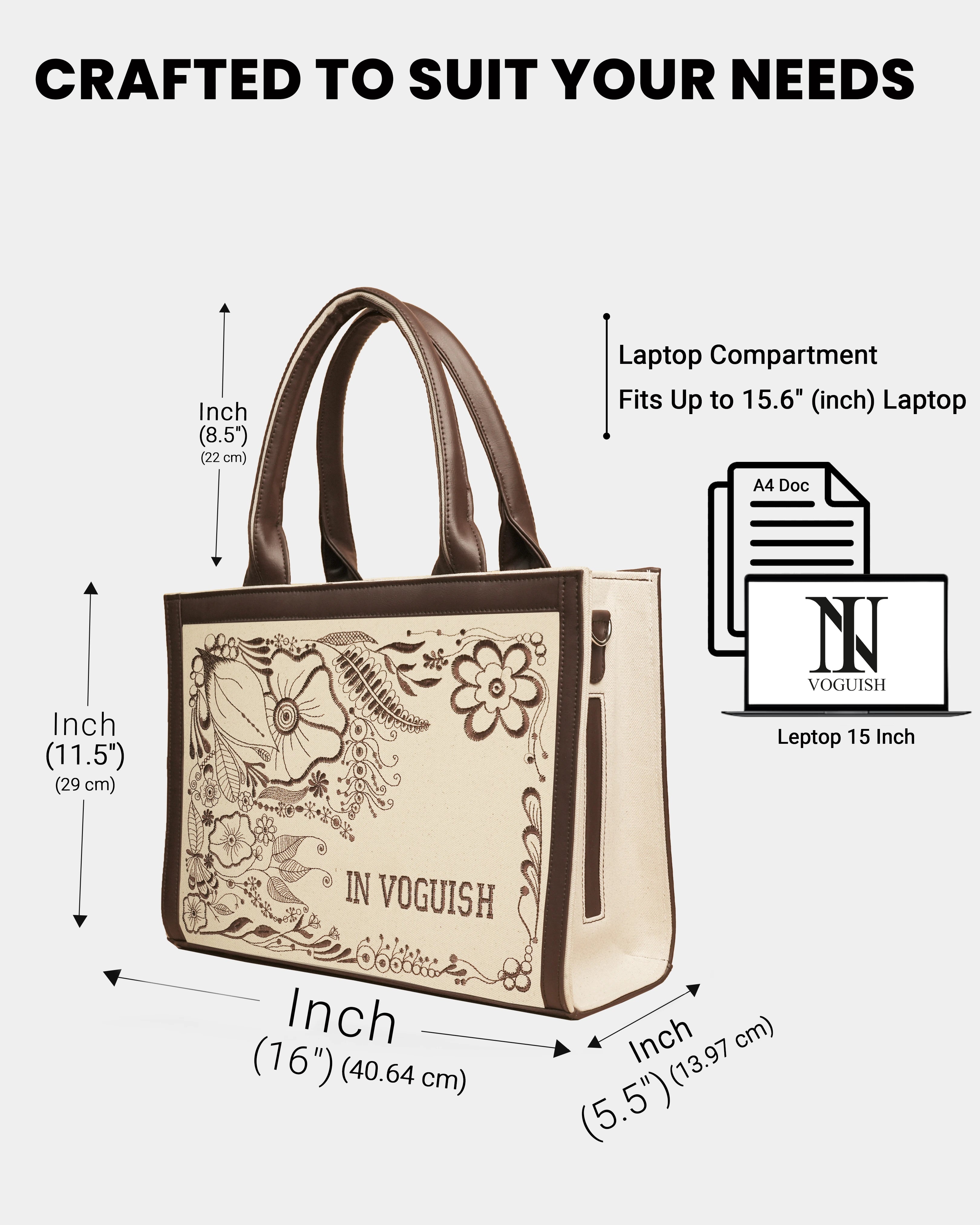 In Voguish Ethereal Garden Embroidered Tote