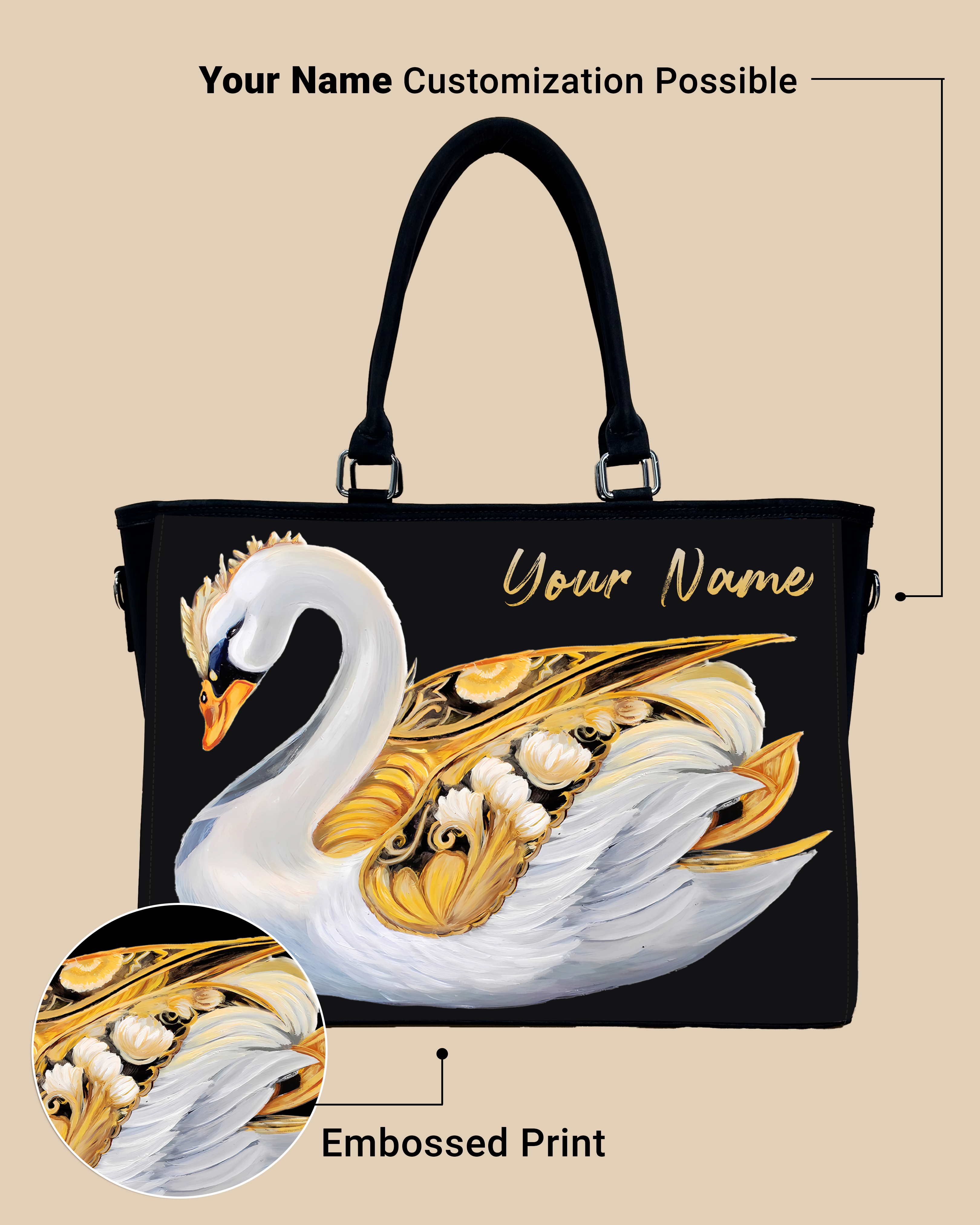 Swans Birds Pattern Oversized Tote