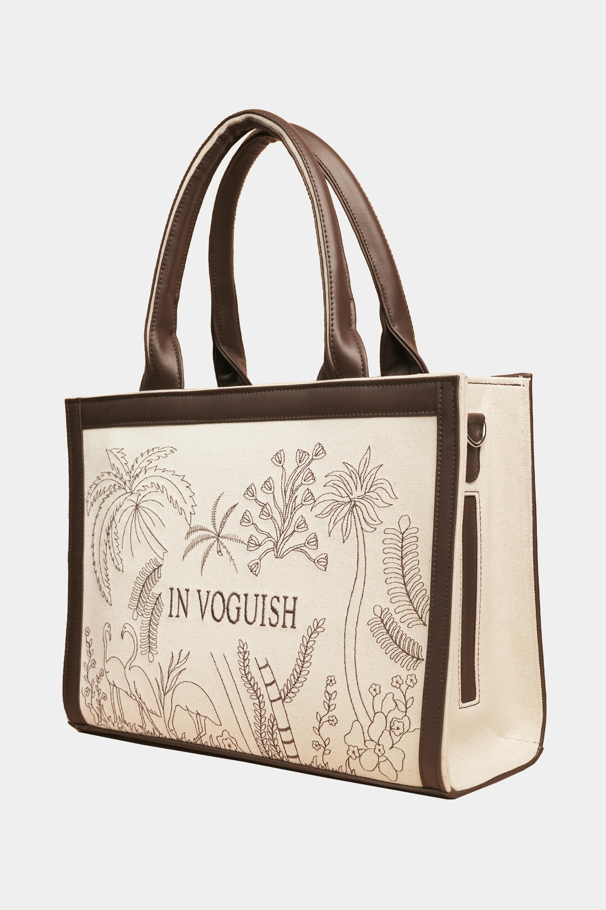 Eco-Chic Tropical Embroidered Tote