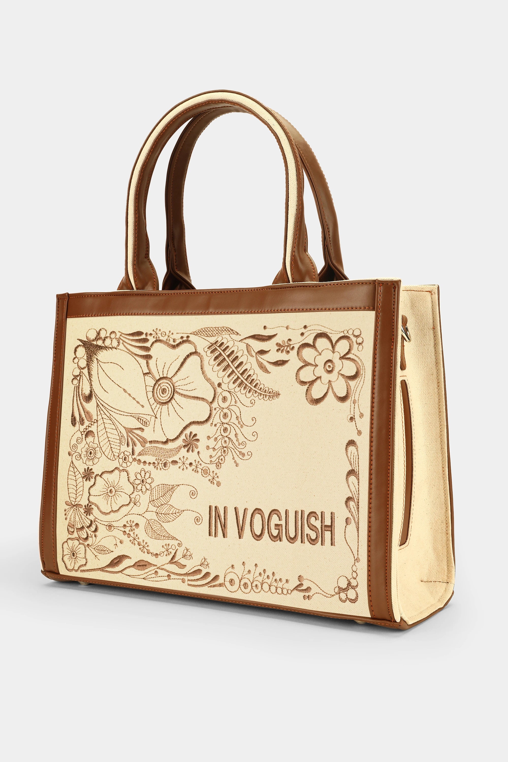 Floral Symphony Voguish Embroidered Tote Bag