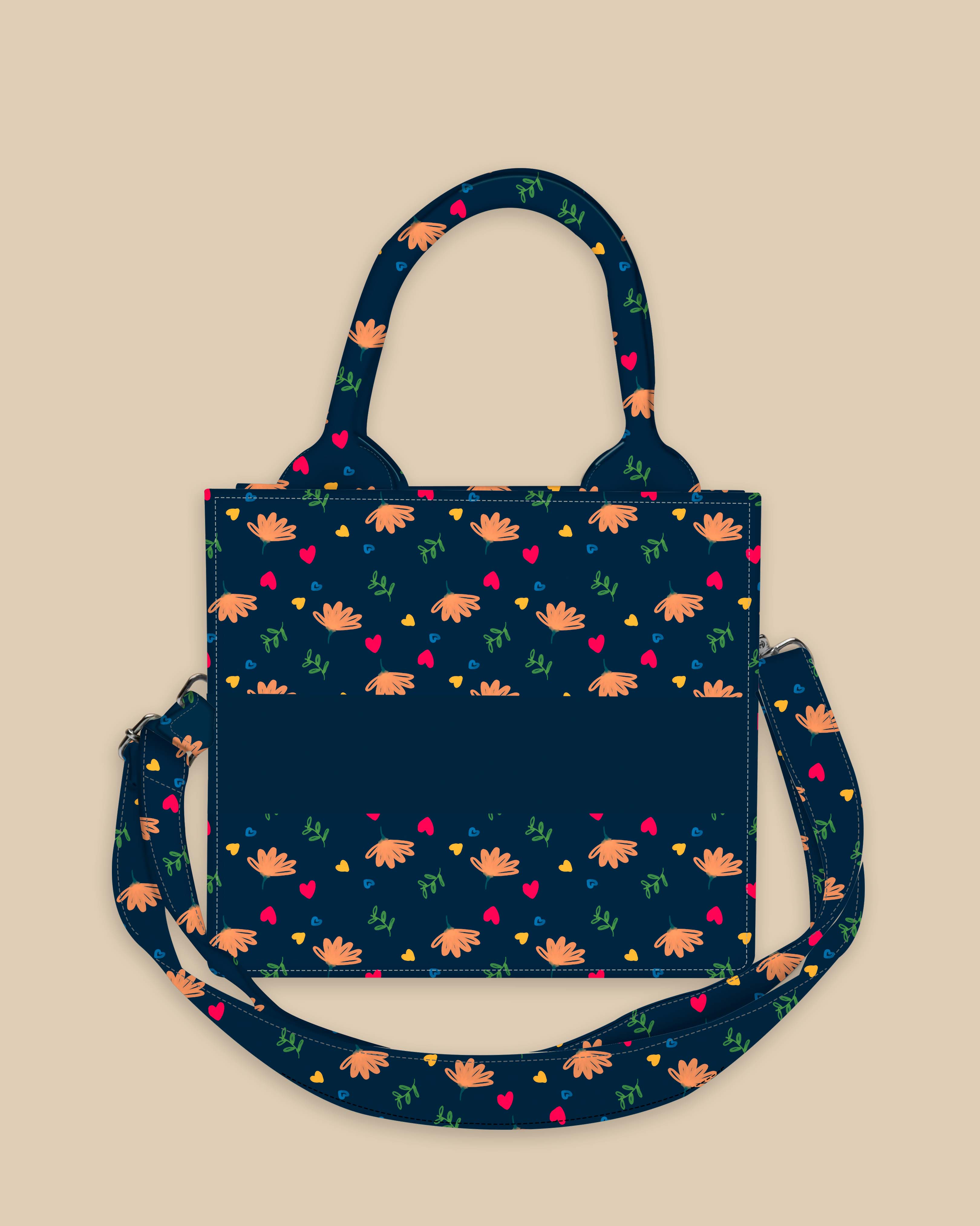 Customized Small Tote Bag Designed with Stylish Flowers, Leaves And Beautiful Leaves