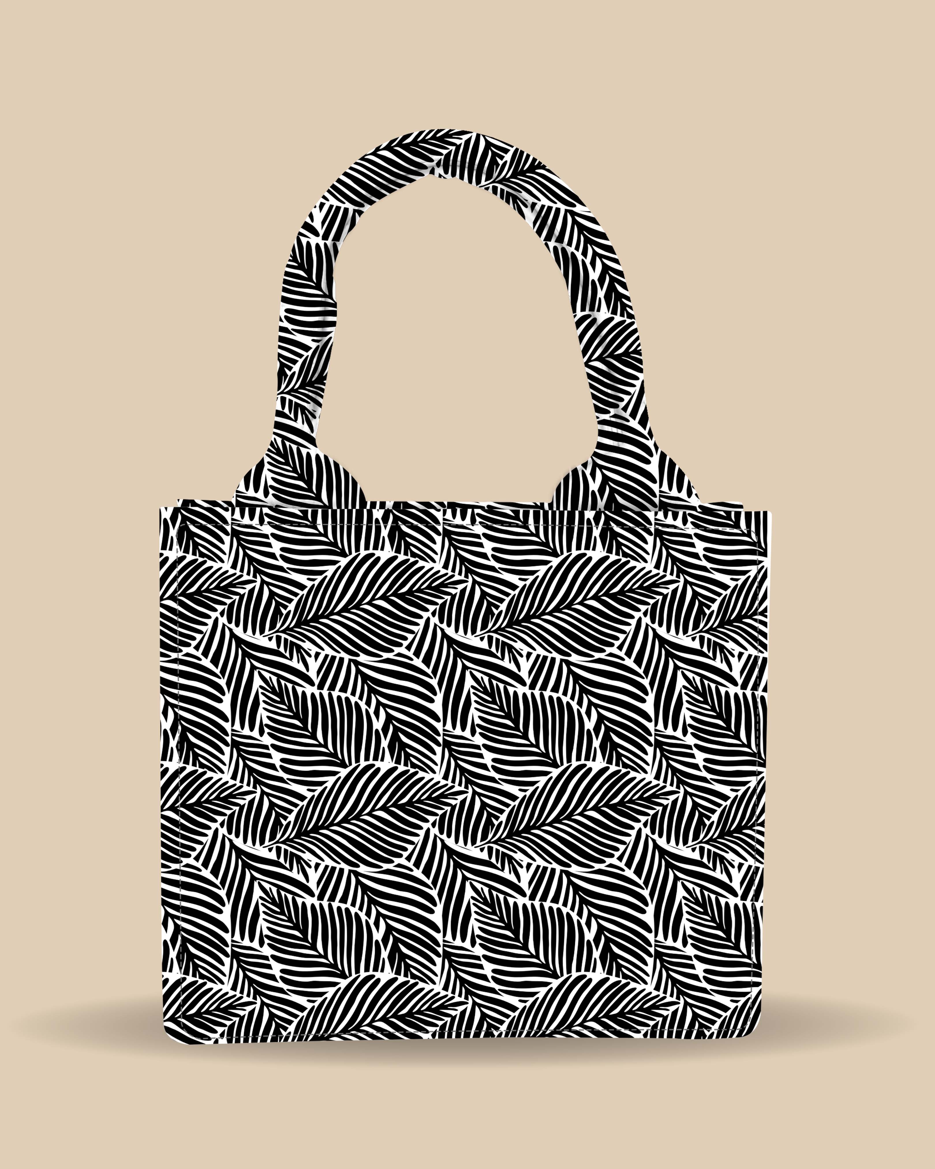 Customized Small Tote Bag Designed with Tropical Leaf Calligraphy