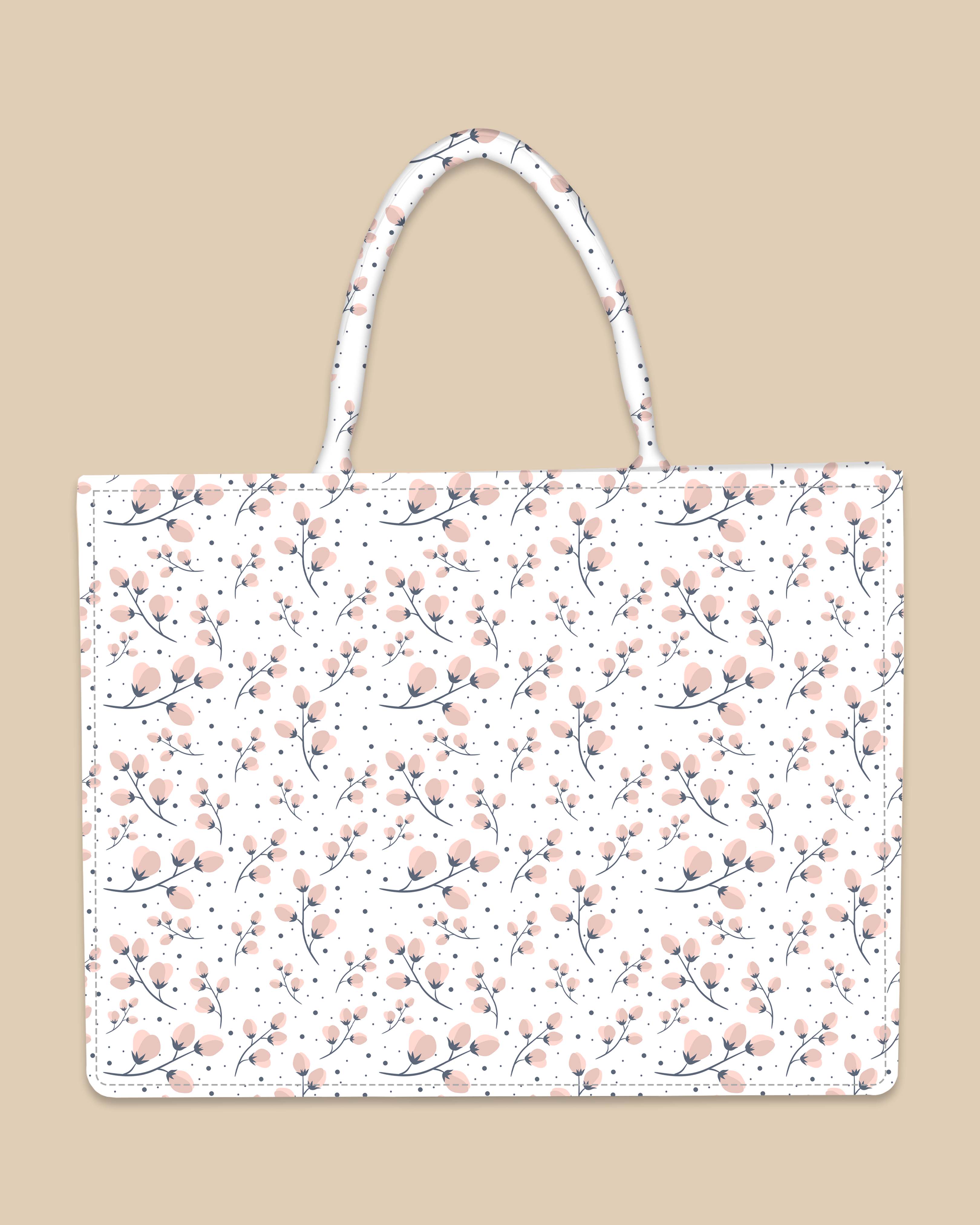 Customized Tote Bag Designed With Easter Spring Flower Design