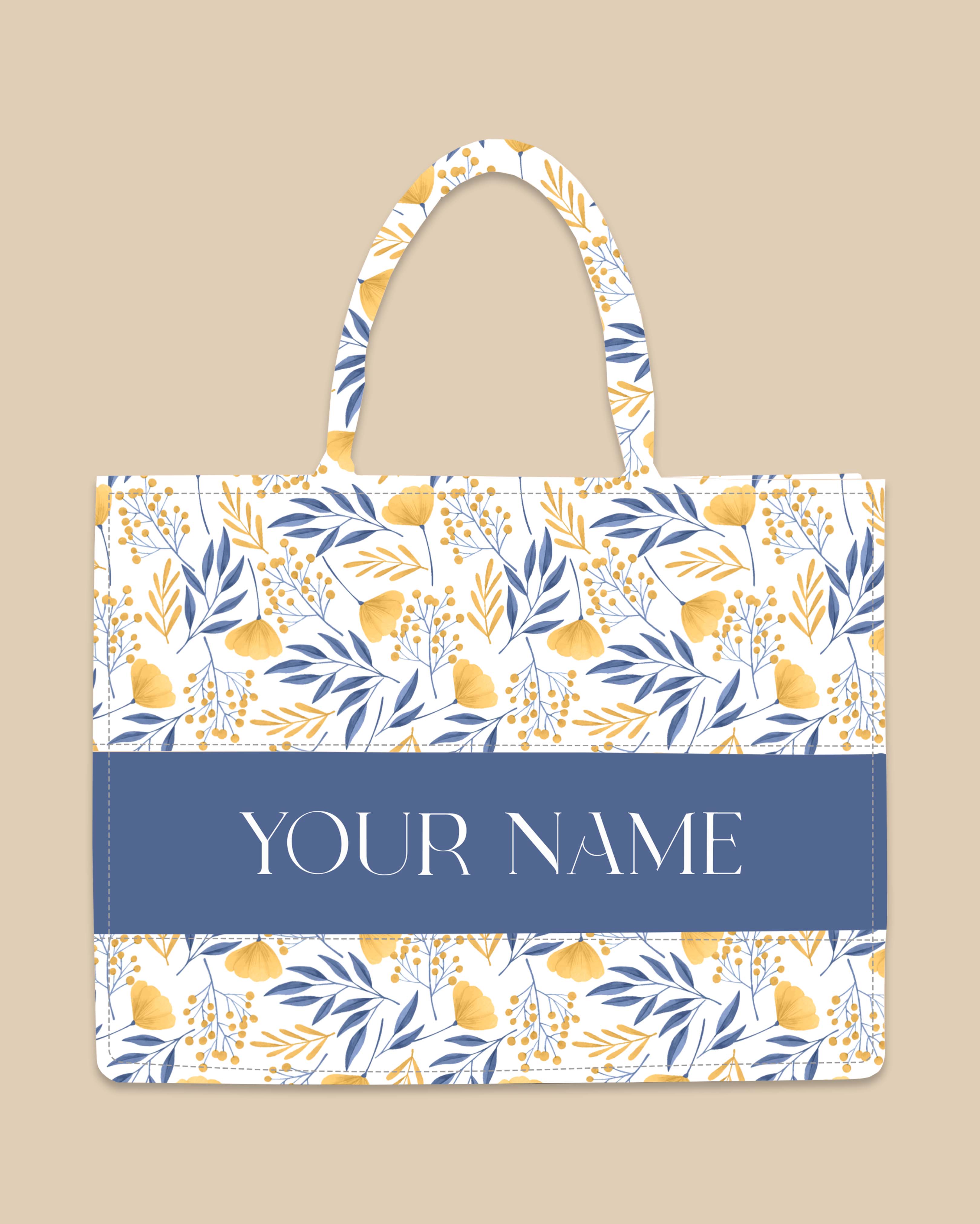 Customized Tote Bag Designed With Summer Botnical Flowers And Leaves