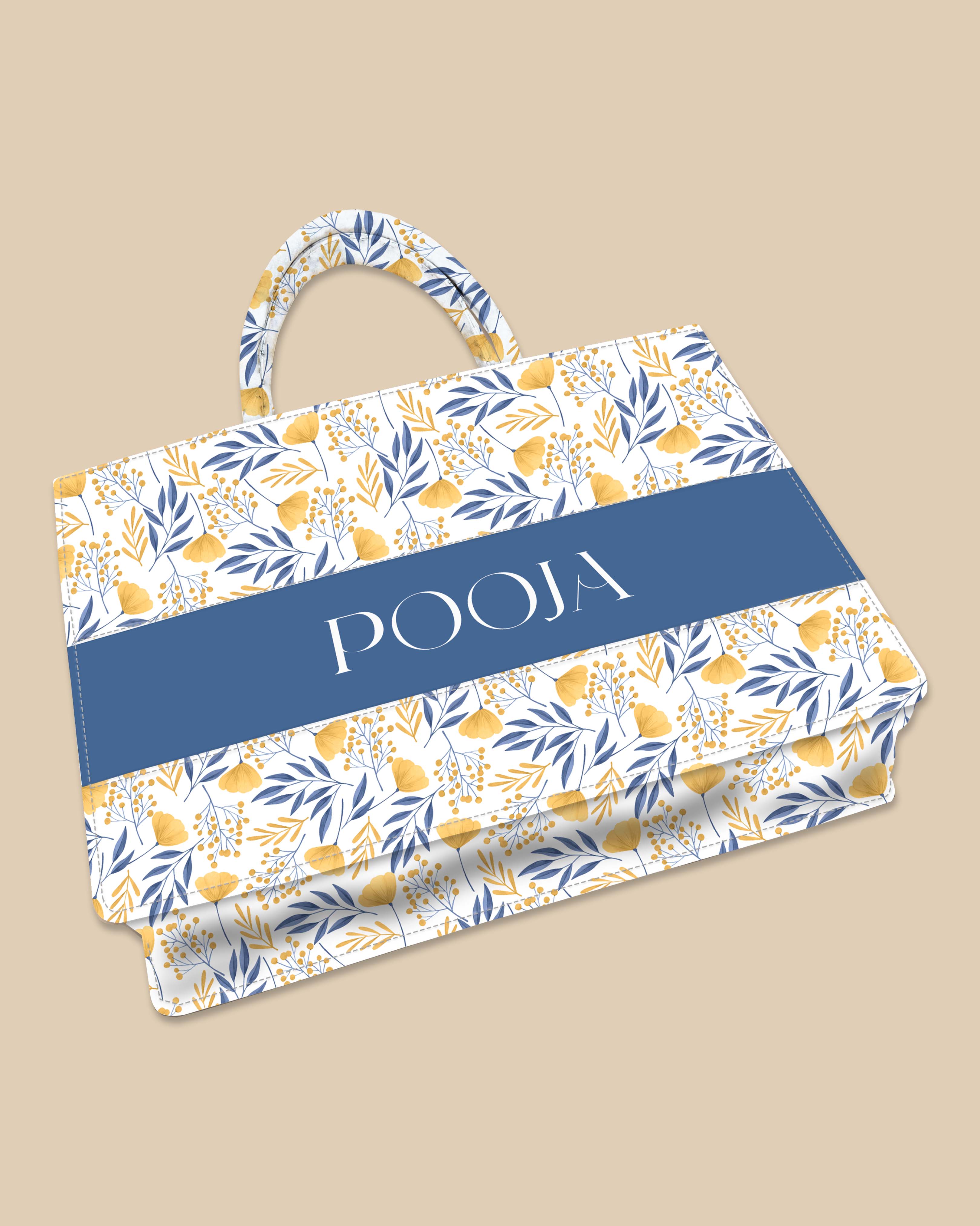 Customized Tote Bag Designed With Summer Botnical Flowers And Leaves