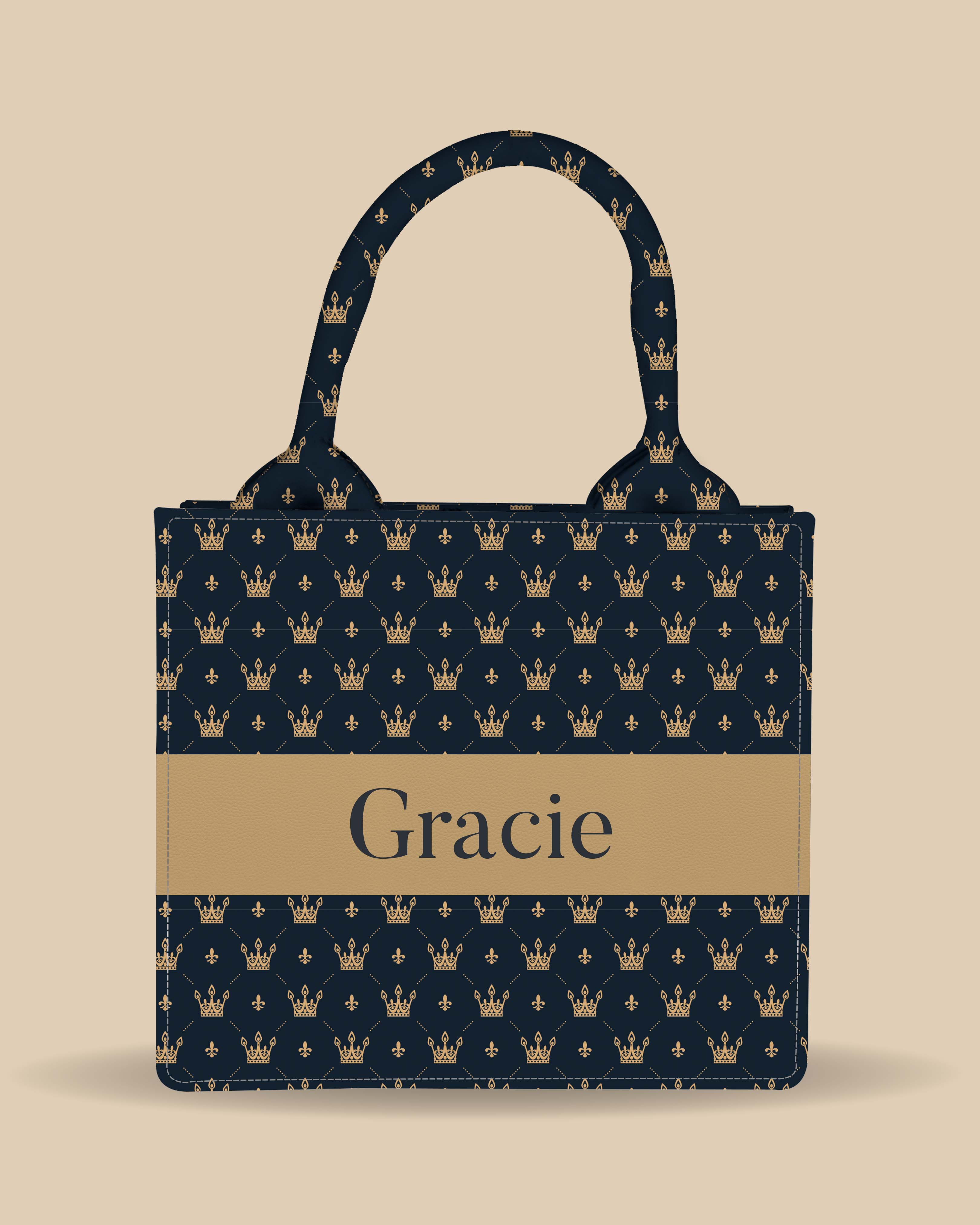 Customized Small Tote Bag Designed With Baby Prince Crown