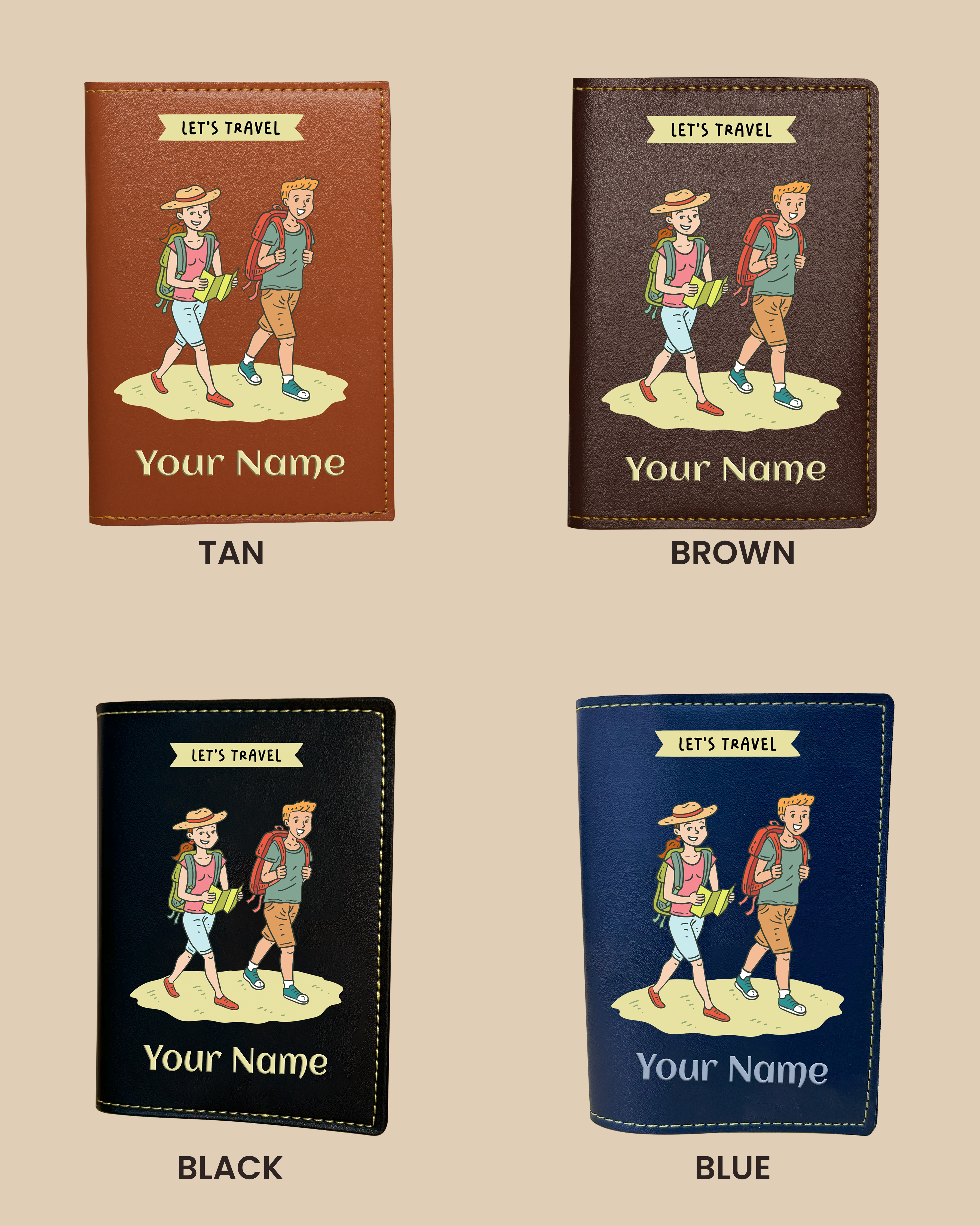 Customized Passport Cover -  LET'S TRAVEL