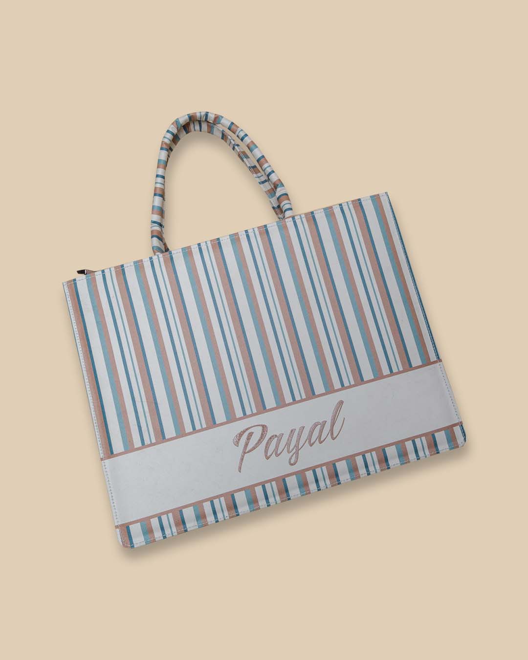 Trendy Design Vertical Line Pattern Personalized Tote Bag